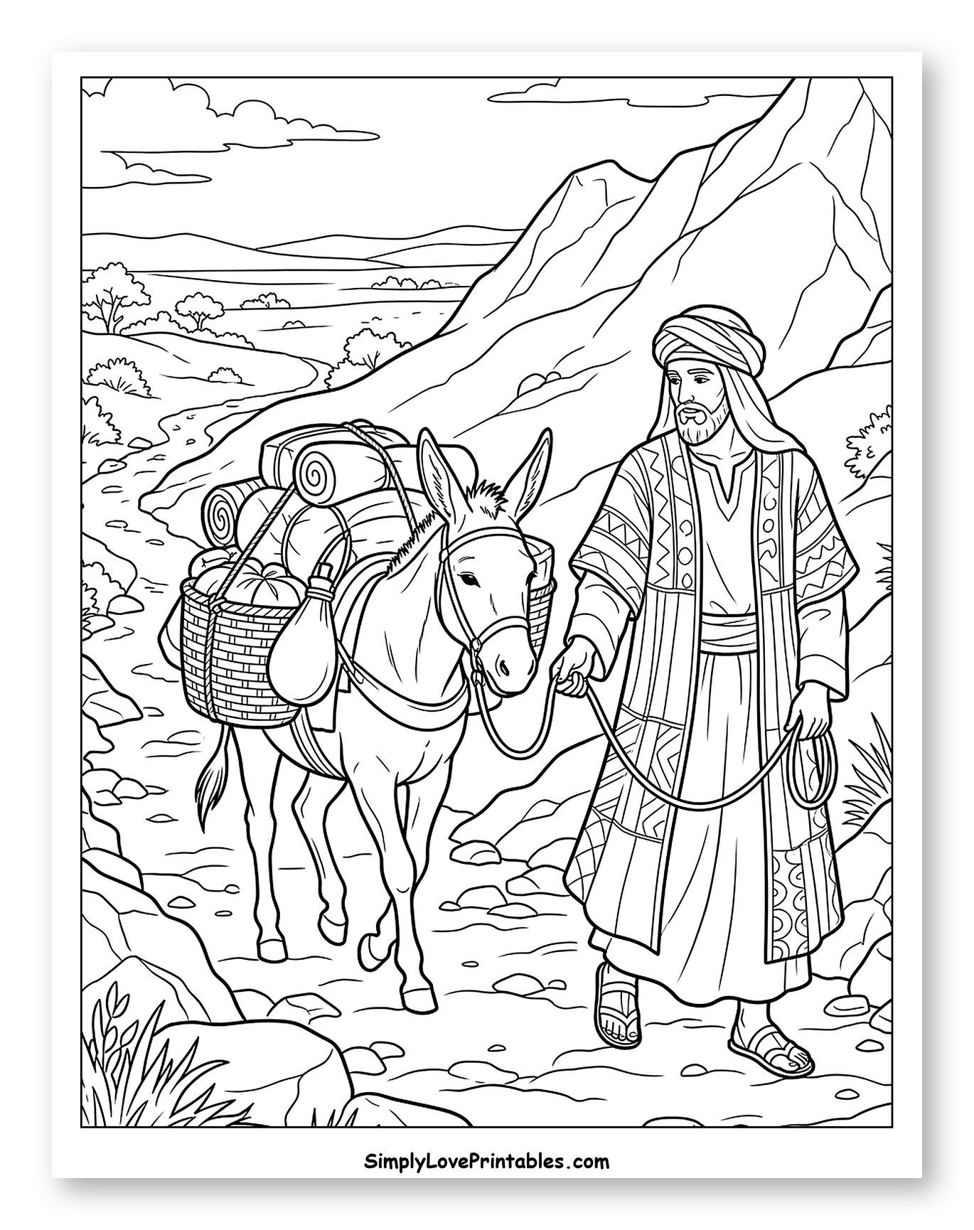 Man Leading a Donkey on a Rocky Path