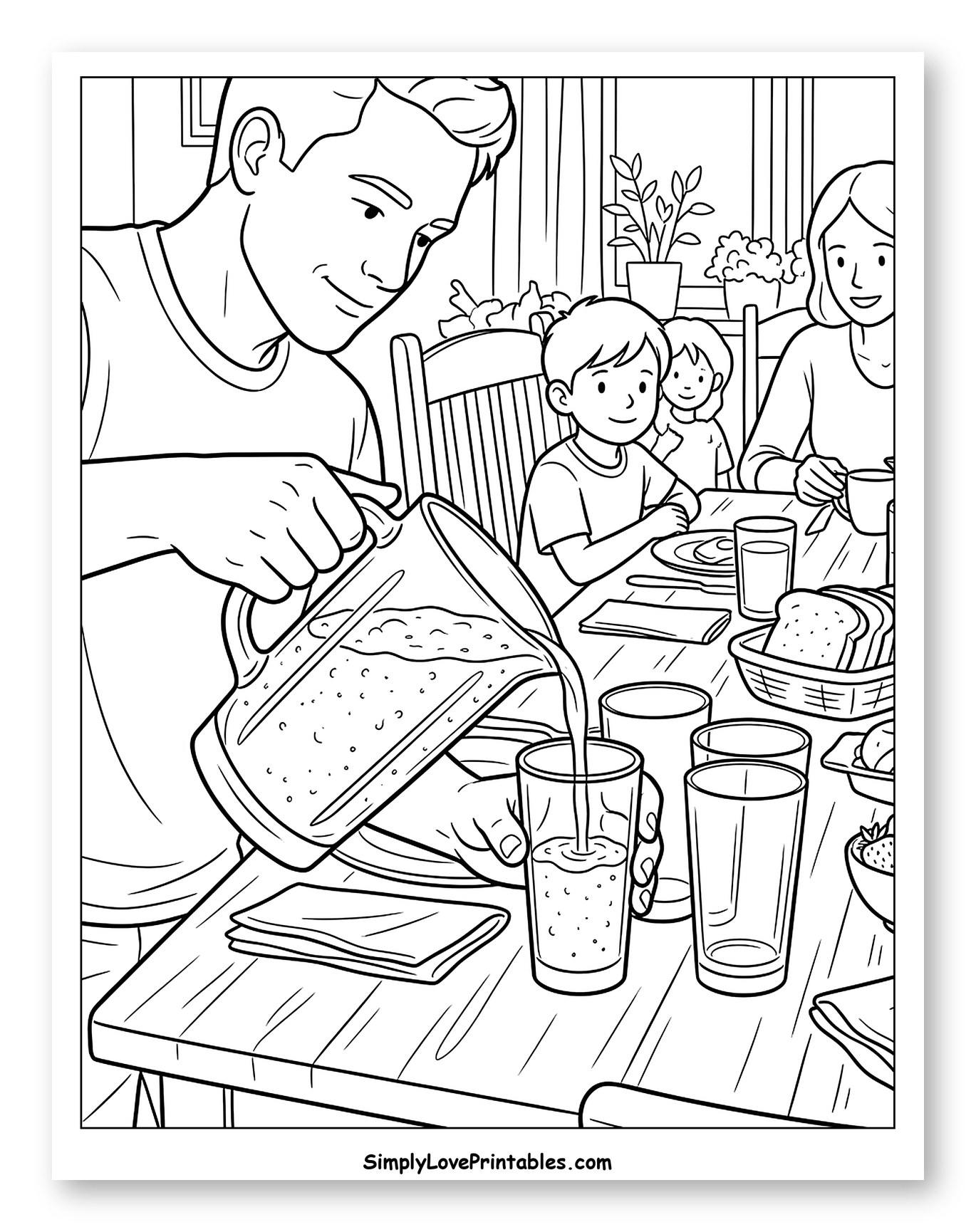 Man Pouring Smoothie for His Kids