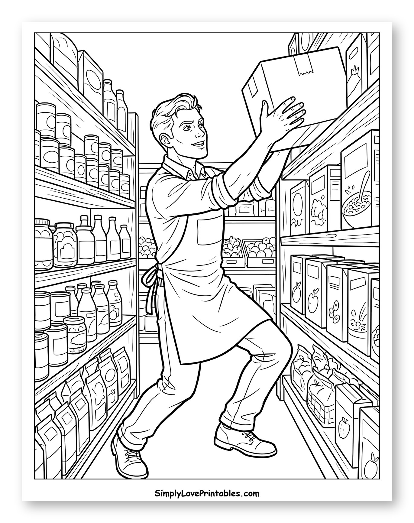 Man Stocking Shelves at Grocery Store