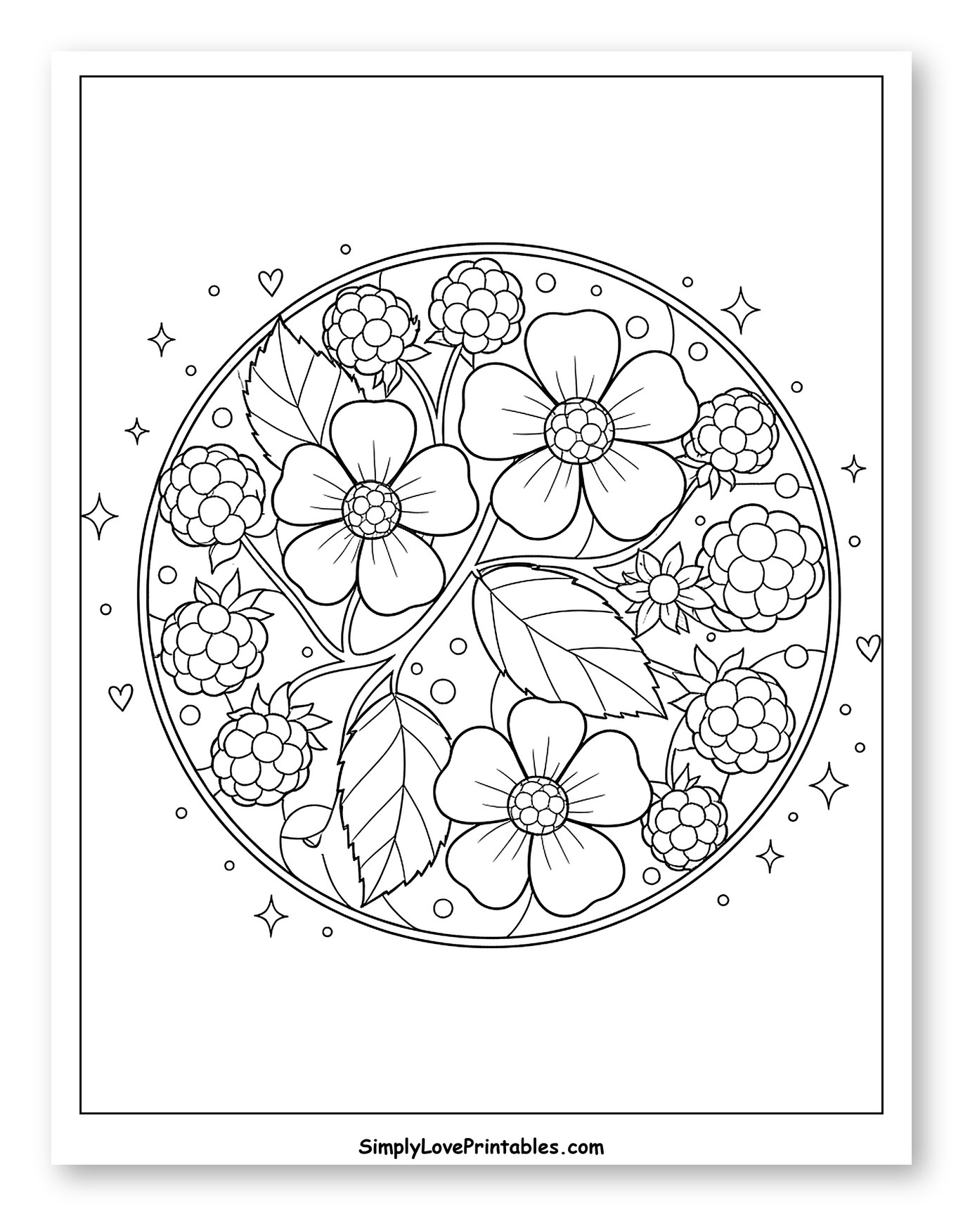 Mandala with Blackberry Flowers and Berries
