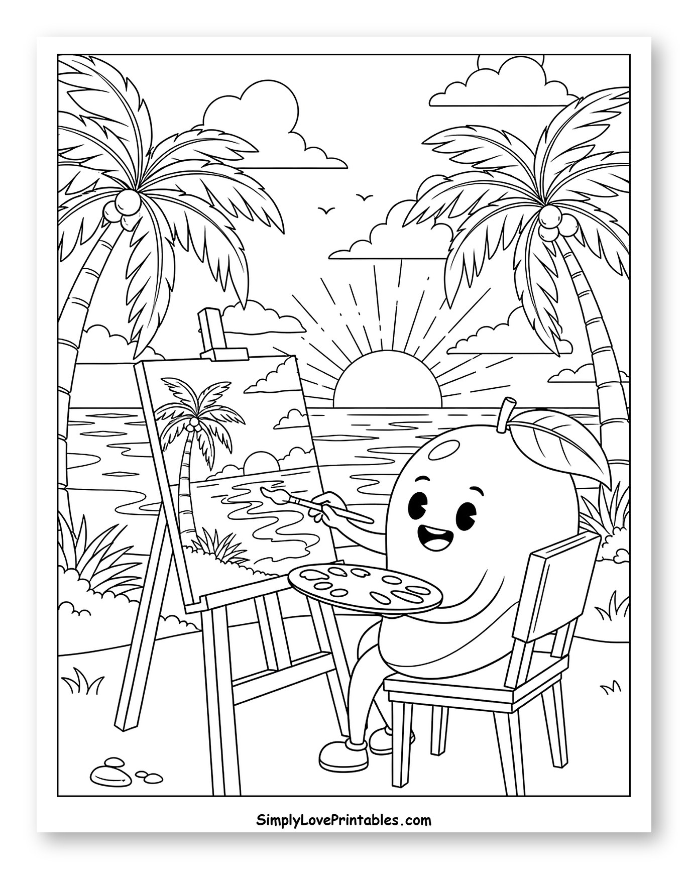 Mango Artist Painting Tropical Beach Sunset