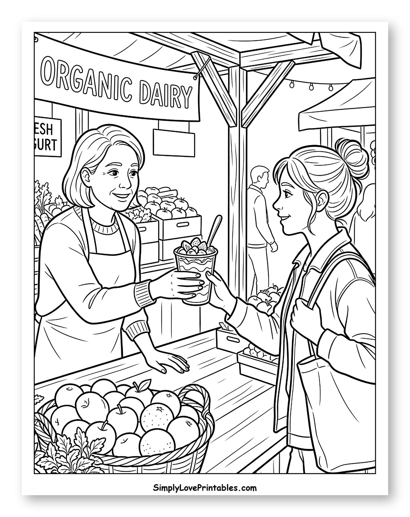 Market Vendor Selling Organic Yogurt Parfait to Color