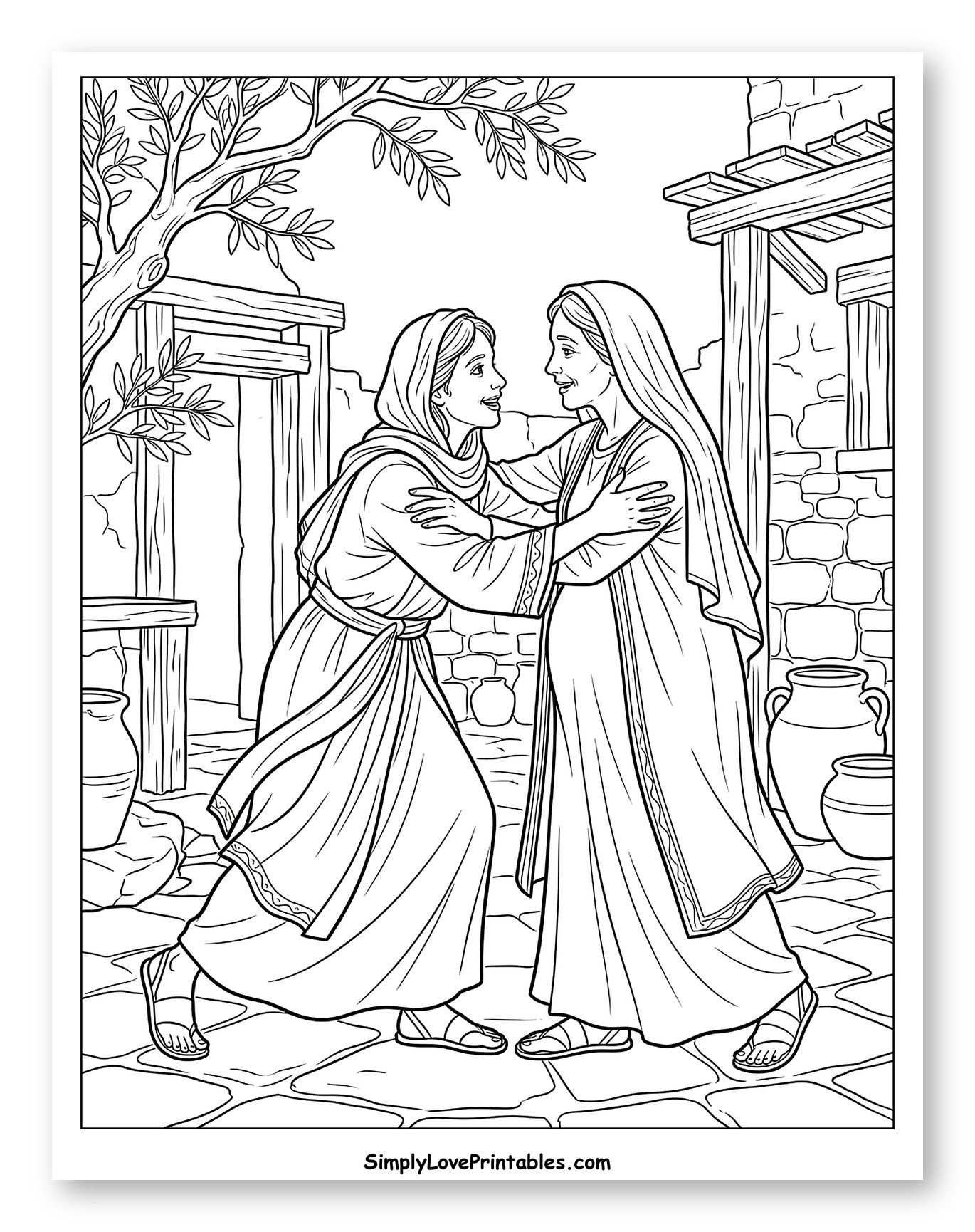 Mary and Elizabeth Embrace Joyfully