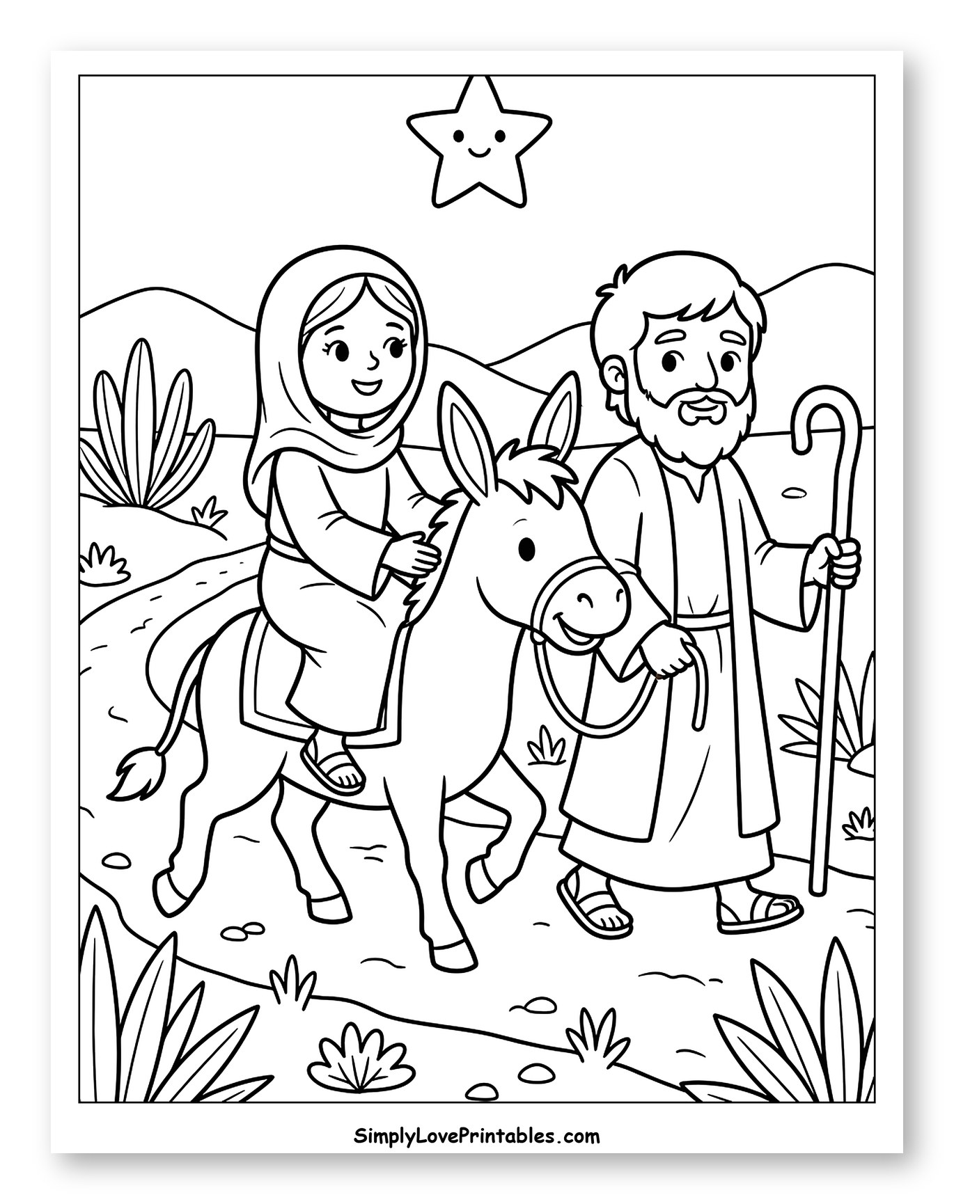 Mary and Joseph Journey to Bethlehem with Donkey