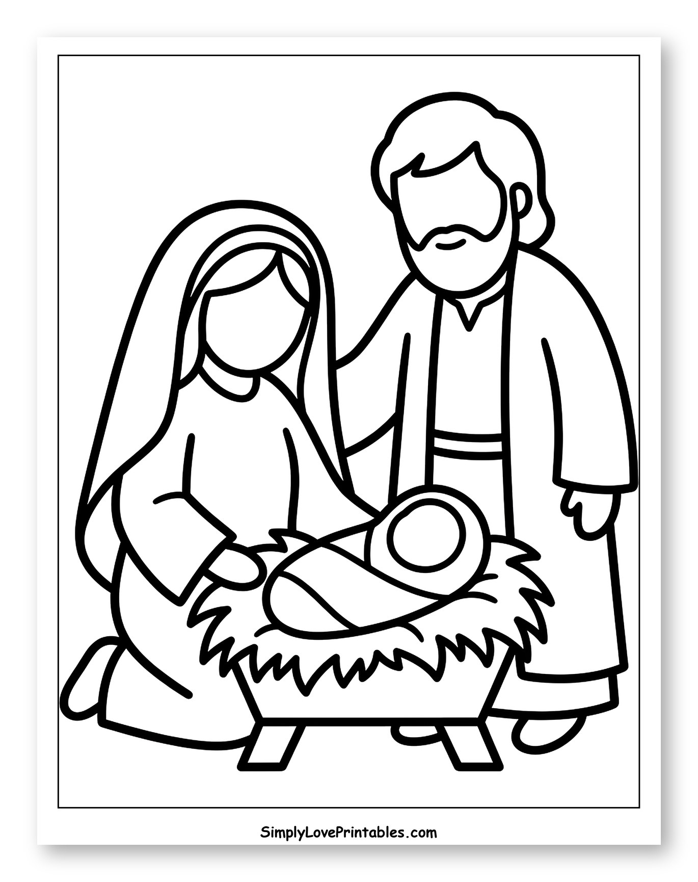 Mary, Joseph, and Baby Jesus in a Manger