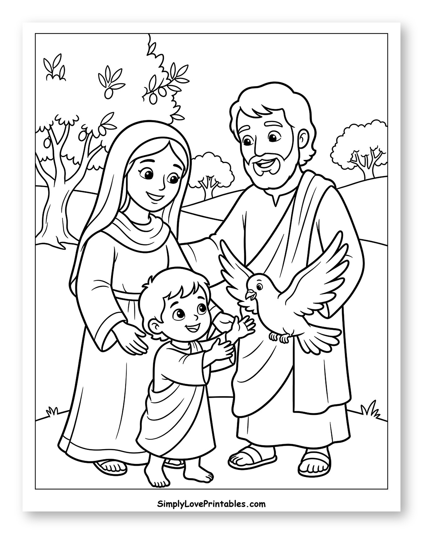 Mary, Joseph, and Jesus with a Dove