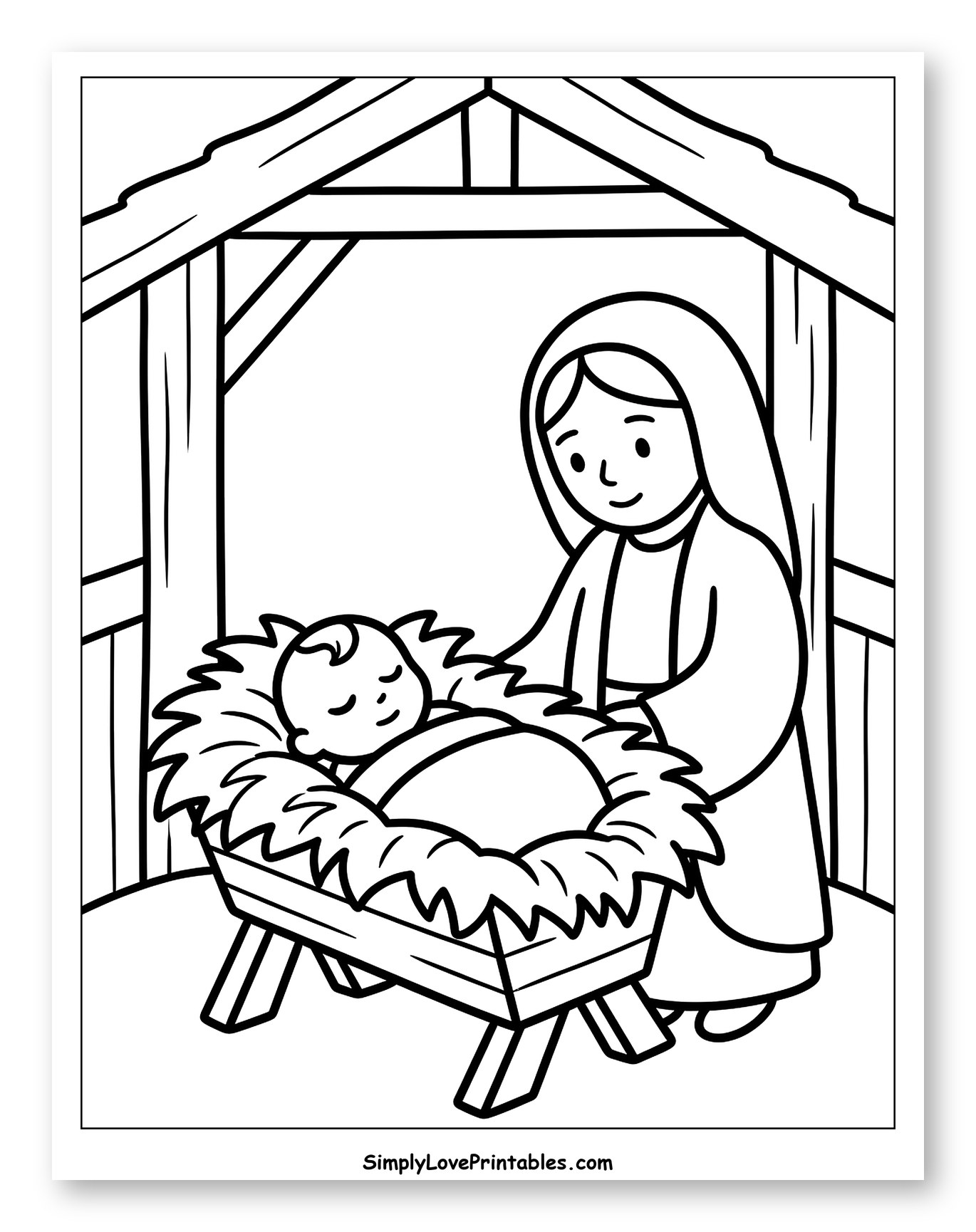 Mary Watching Over Sleeping Baby Jesus