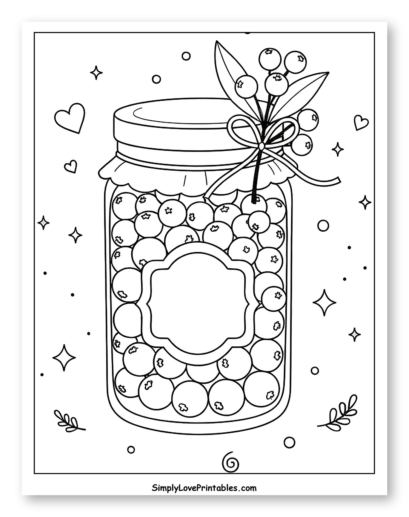 Mason Jar Filled with Fresh Cranberries to Color for Adults