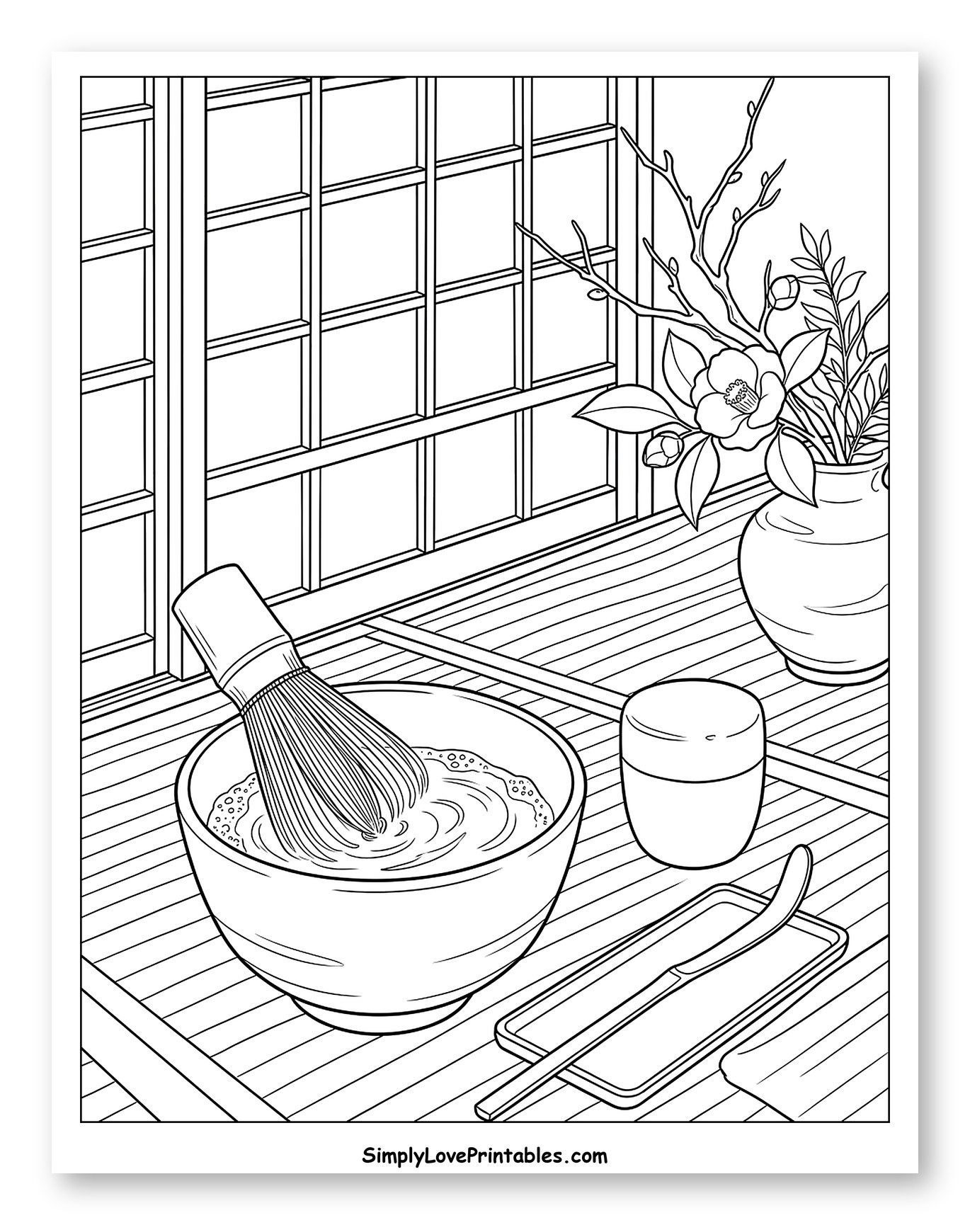 Matcha Tea Preparation by a Window