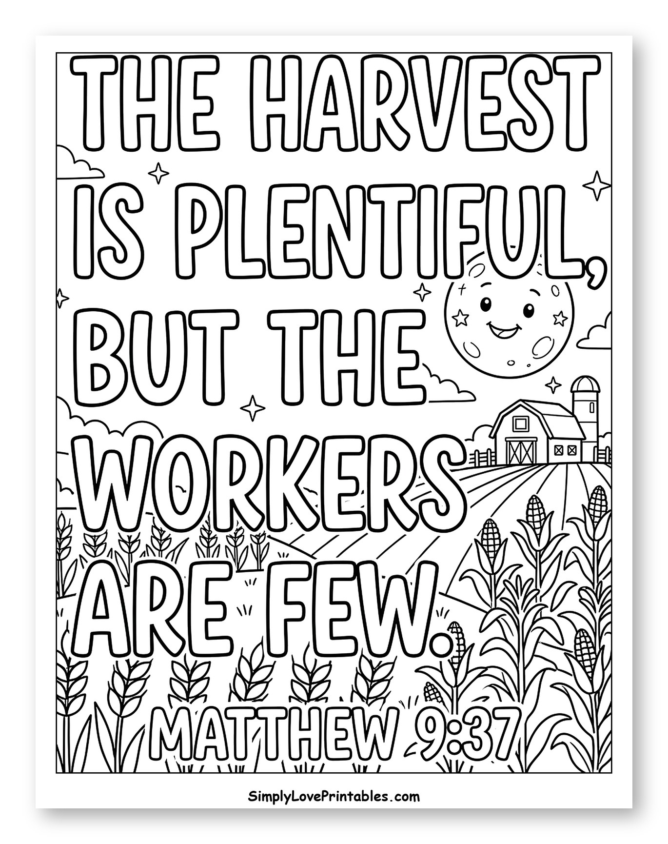 Matthew 9:37 Plentiful Harvest Farm Scene
