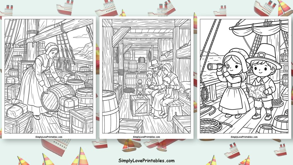 Mayflower ship coloring pages featured image