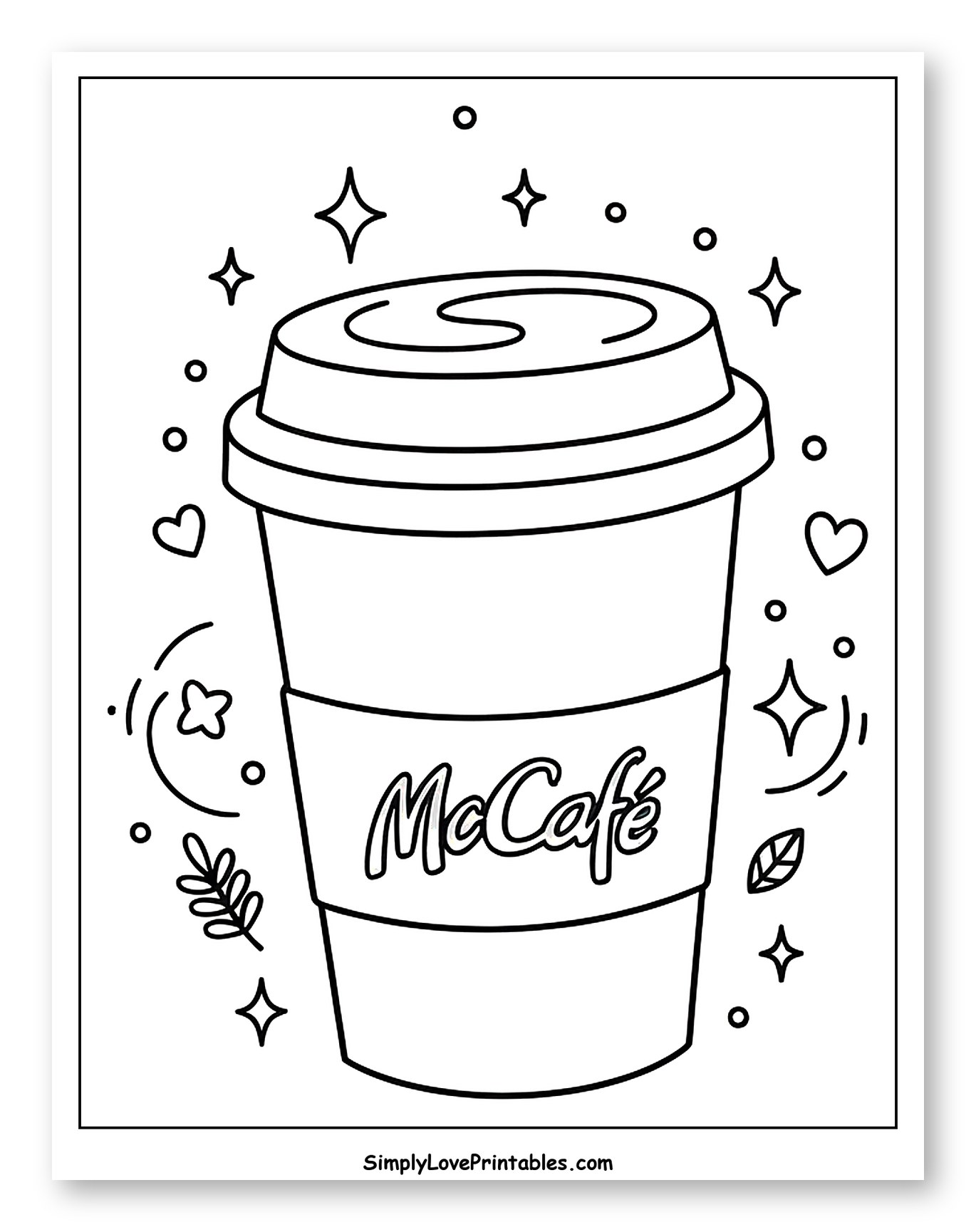 McCafé Coffee Cup with Sparkling Details Coloring Page for Adults