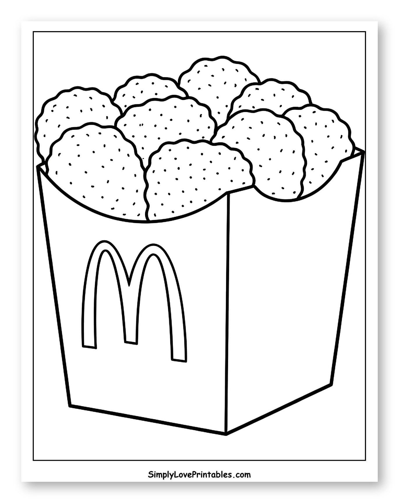 McDonald's Chicken Nuggets in a Box Coloring Sheet for Toddlers