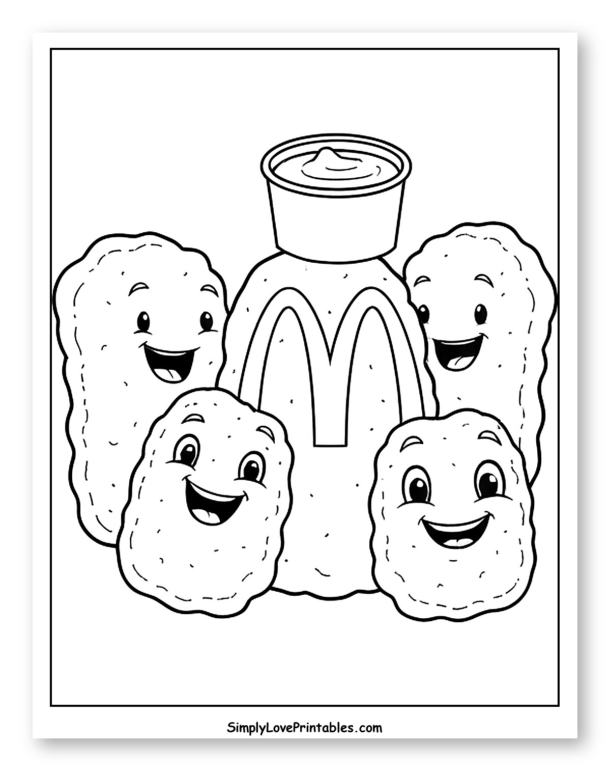 McDonald's Chicken Nuggets with Sauce Coloring Page for Kids
