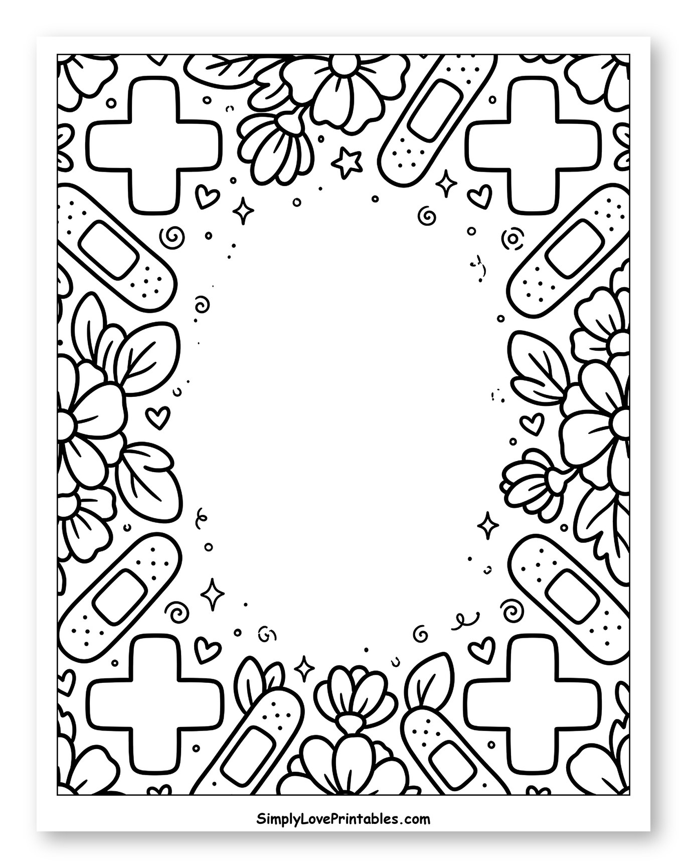 Medical Crosses and Band-Aids with Flowers