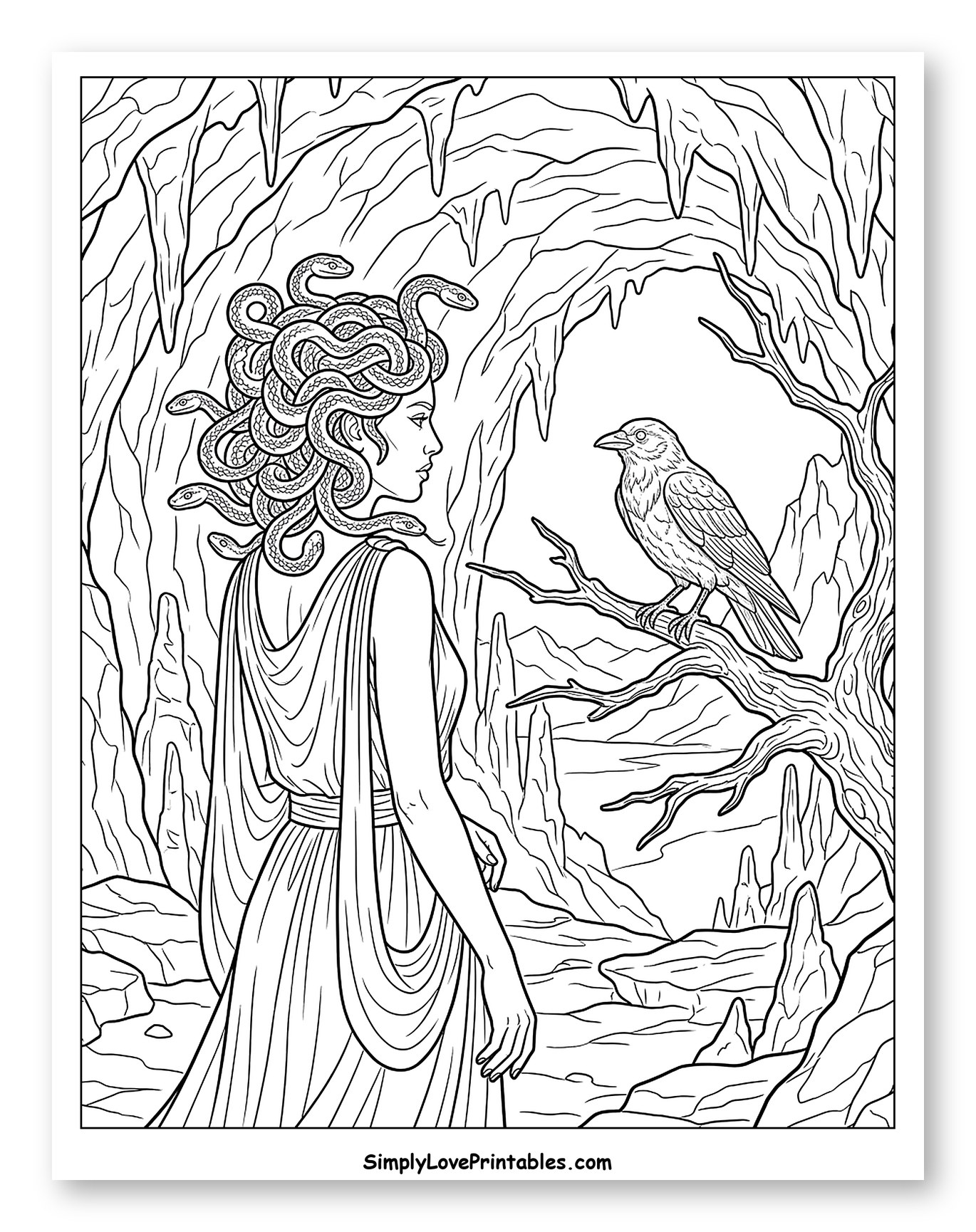 Medusa and Raven in a Spooky Cavern