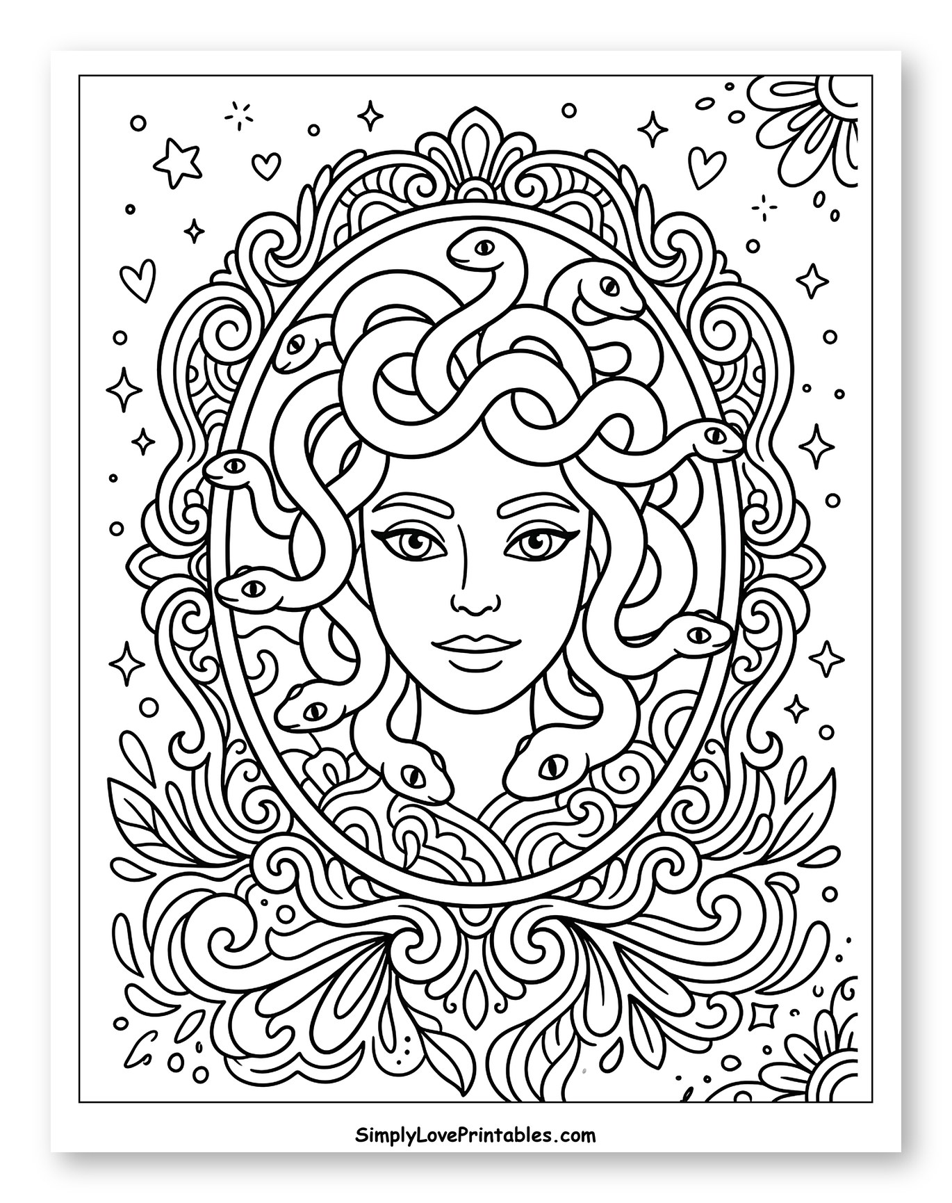 Medusa in Ornate Floral Frame