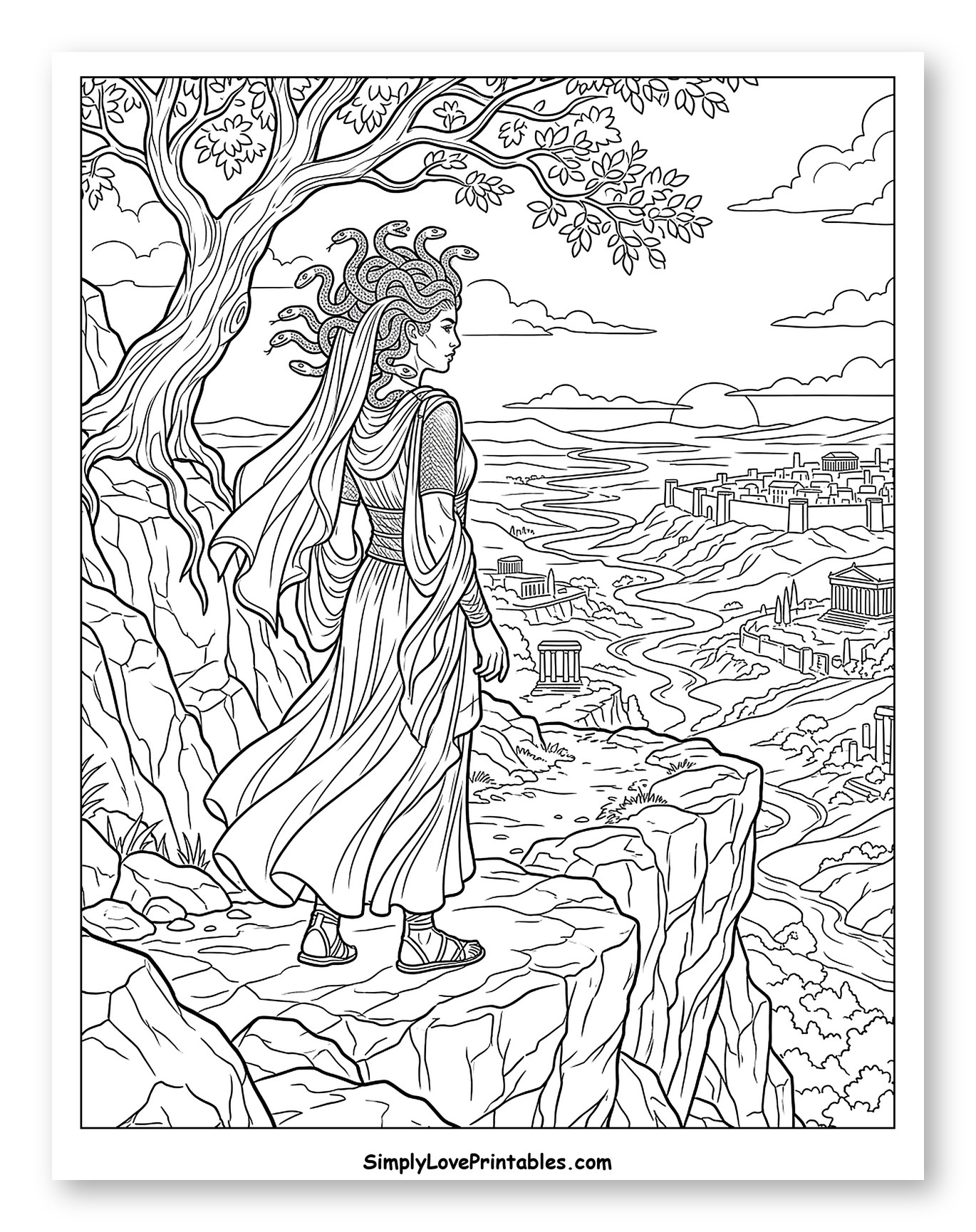 Medusa Overlooking an Ancient City Landscape