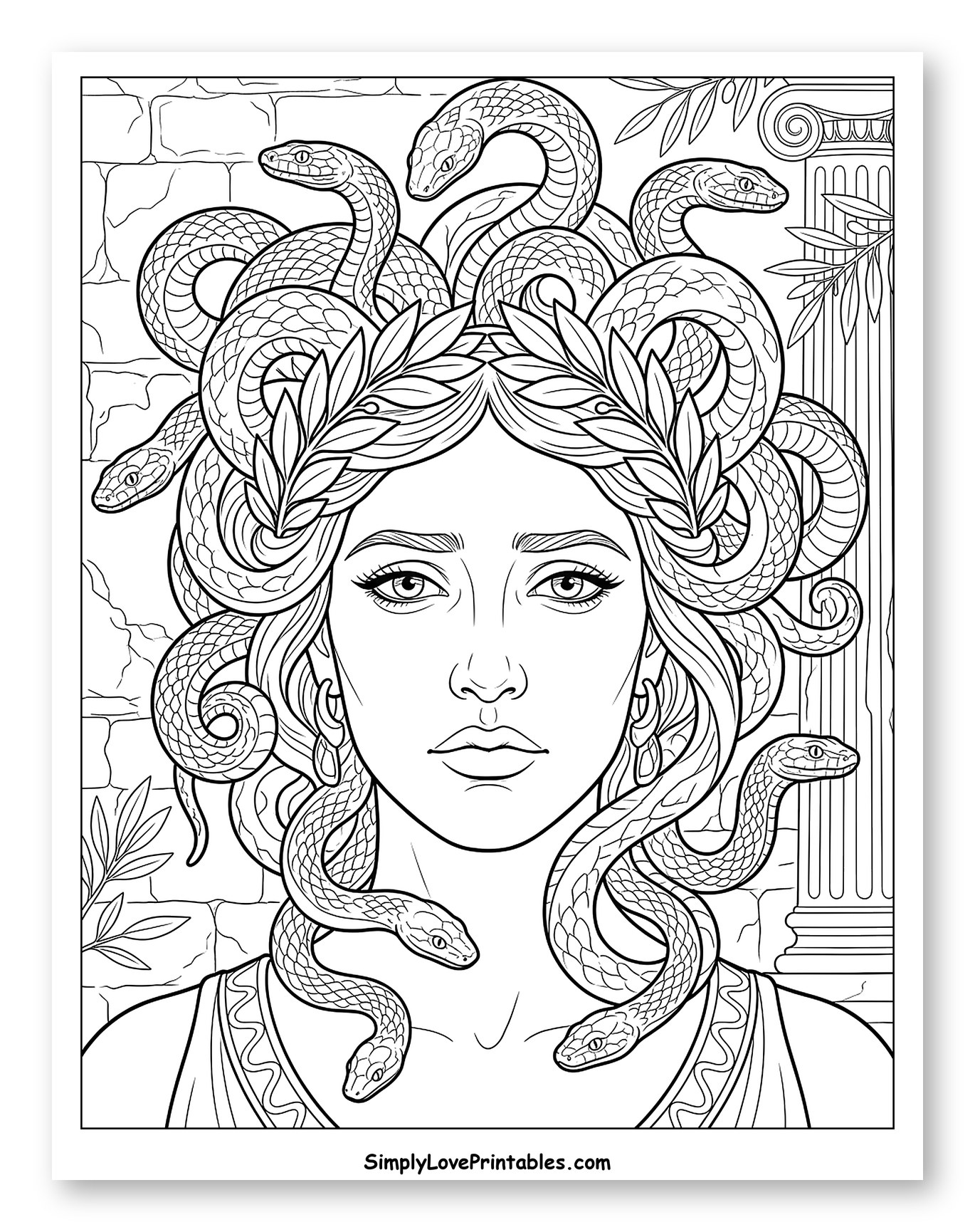 Medusa with Snake Hair and Olive Wreath