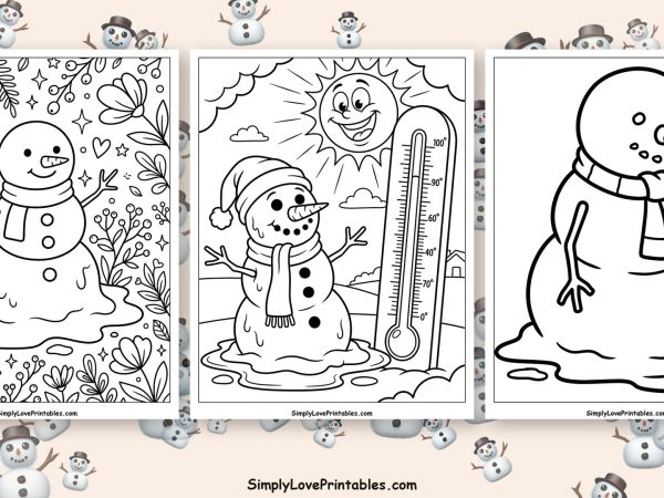 Melting snowman coloring pages featured image