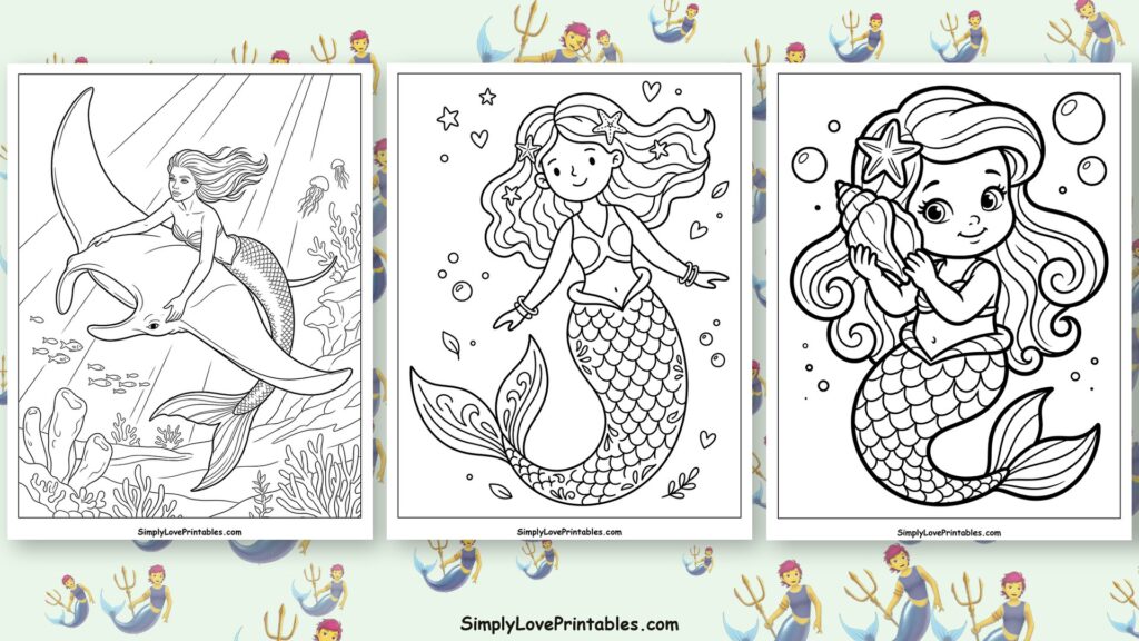 Mermaid coloring pages featured image