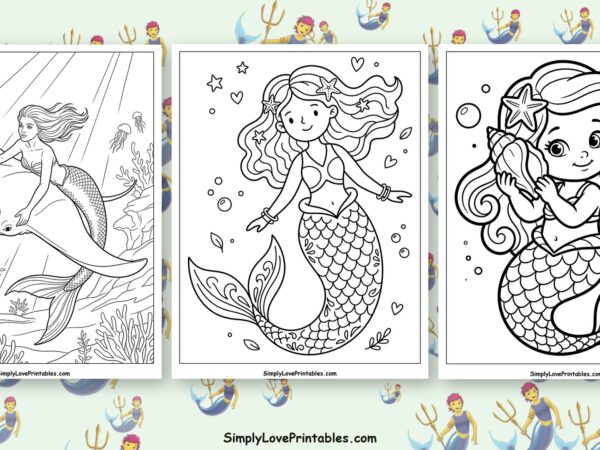 Mermaid coloring pages featured image
