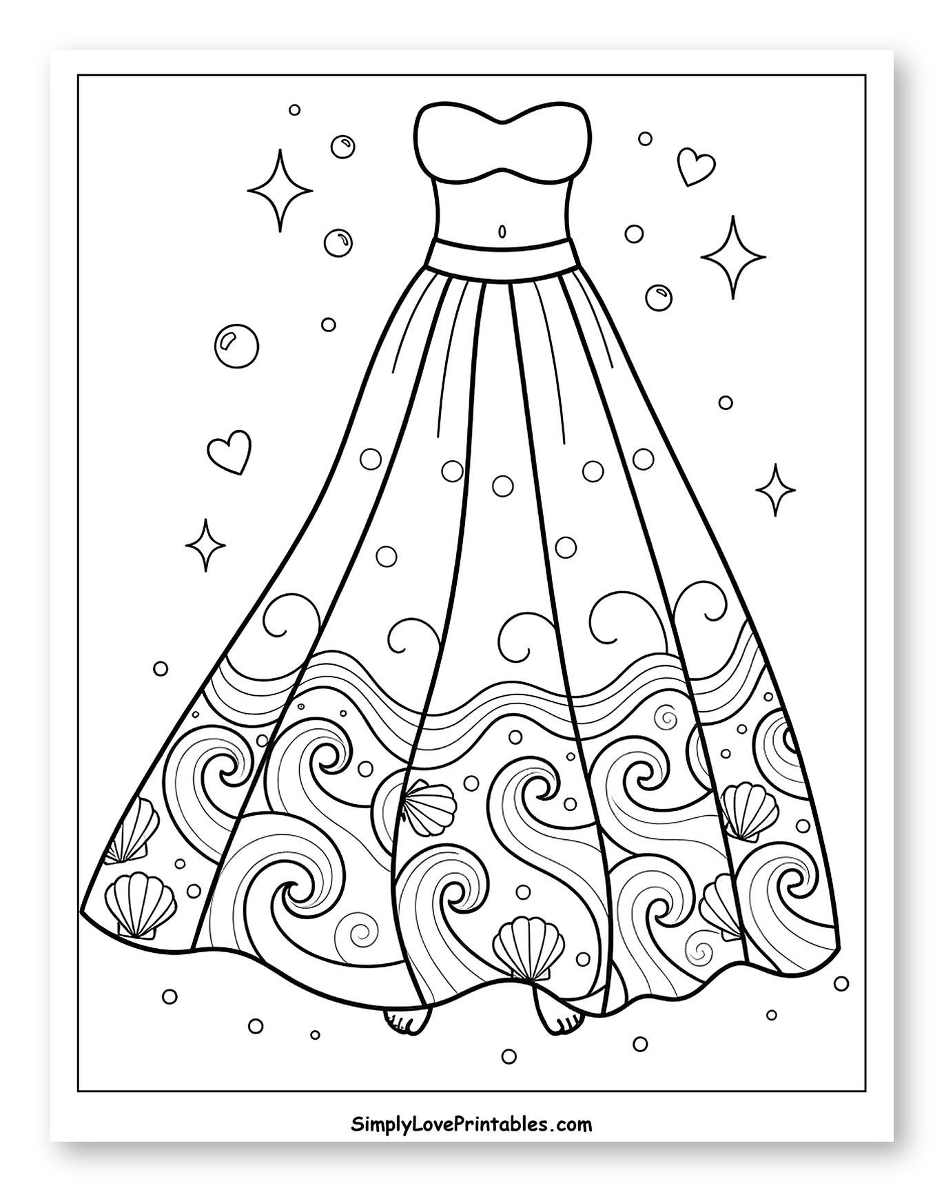 Mermaid Princess Dress with Ocean Waves