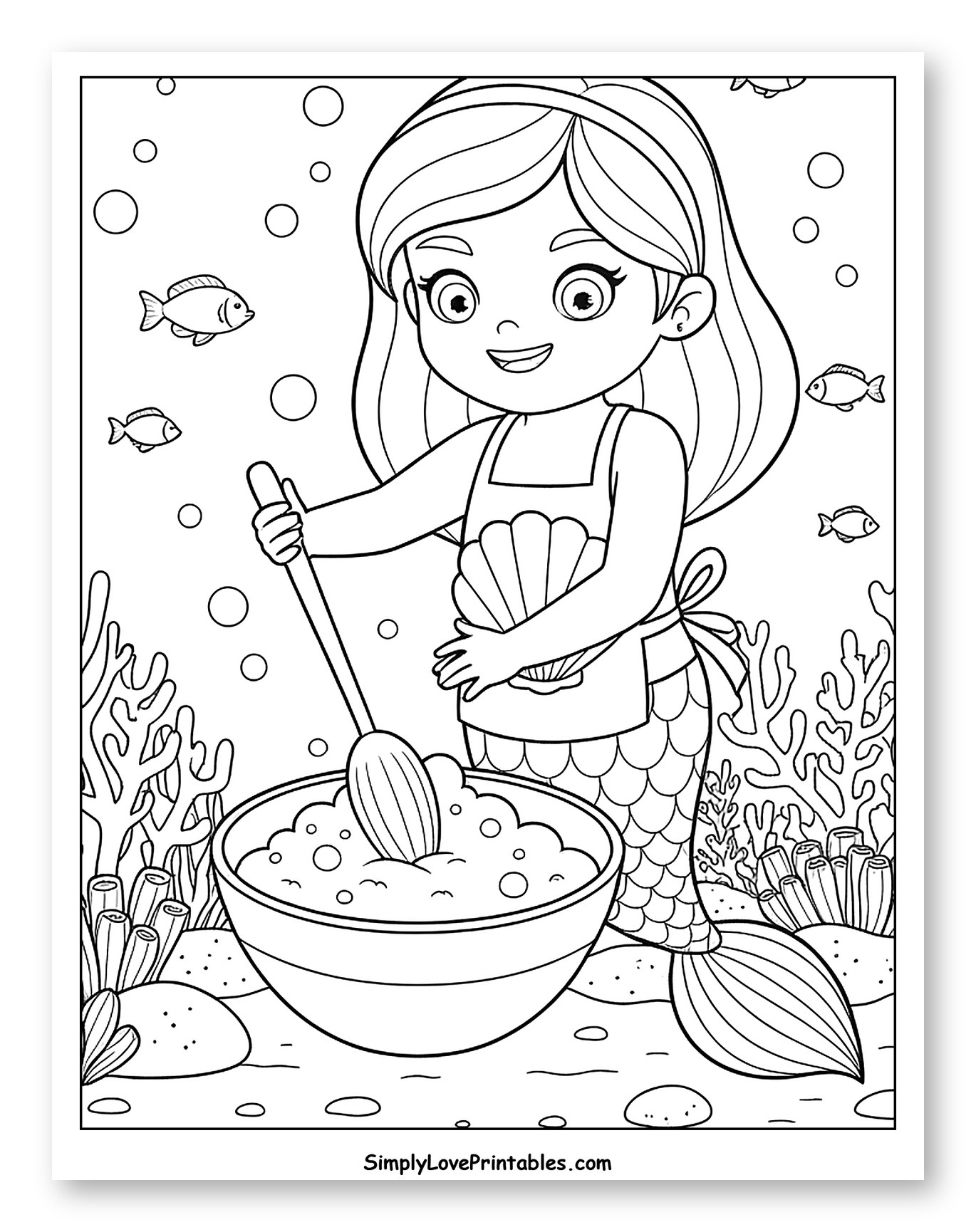 Mermaid Wearing Apron Baking Underwater
