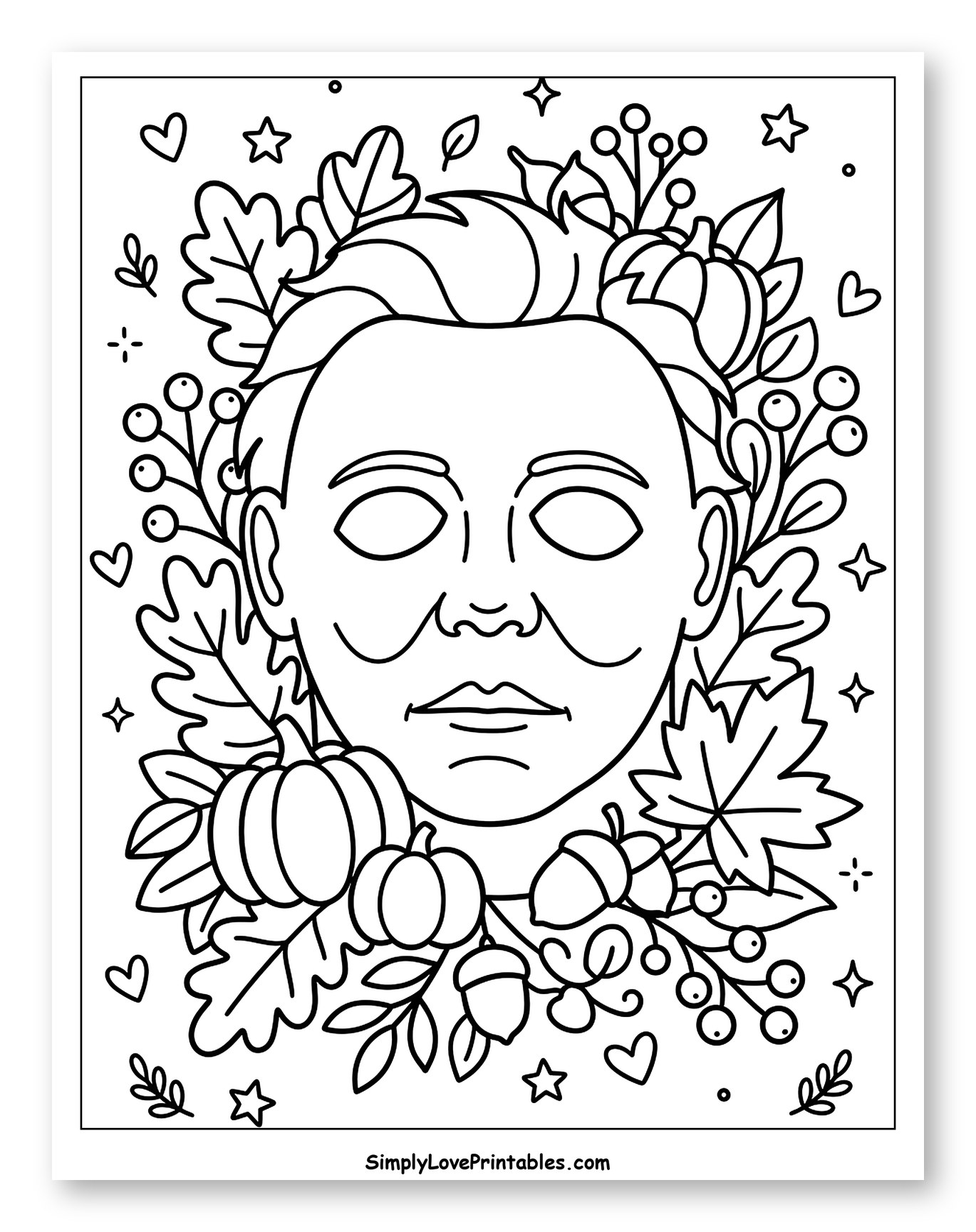 Michael Myers Mask with Autumn Harvest Wreath