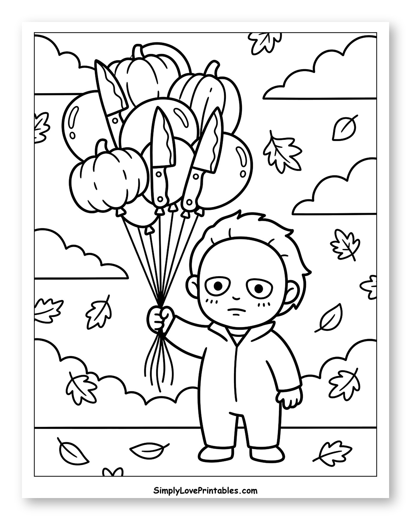 Michael Myers with Spooky Pumpkin Knife Balloons