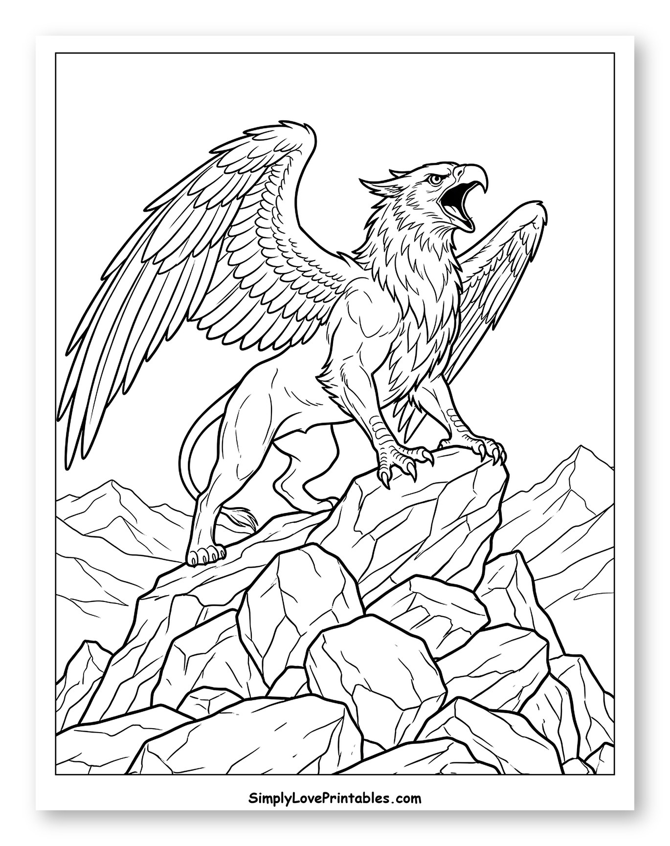 Mighty Griffin atop a Mountain Peak to Color
