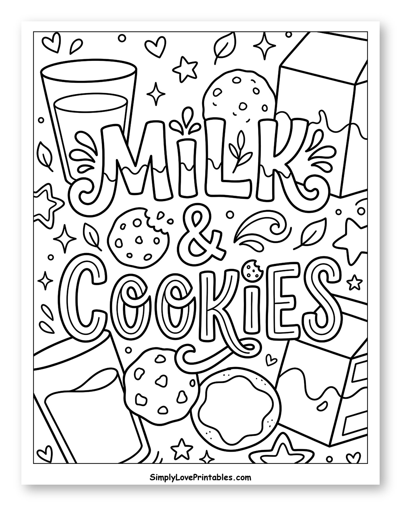 Milk and Cookies with Decorative Elements