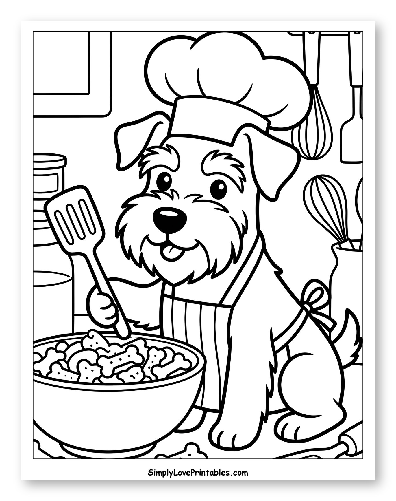 Miniature Schnauzer Chef Baking Dog Treats