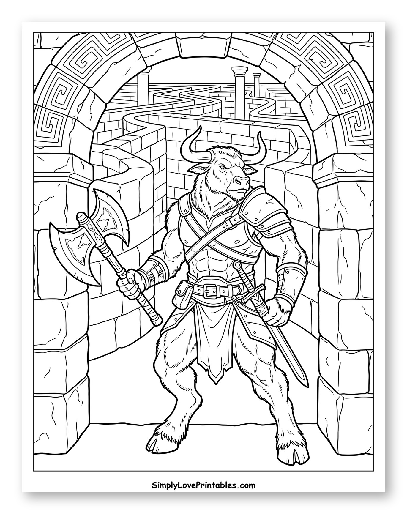 Minotaur Warrior Guarding a Maze Entrance
