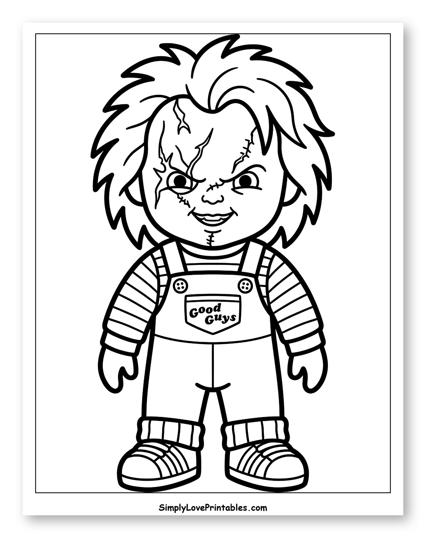 Mischievous Chucky Doll Wearing Overalls