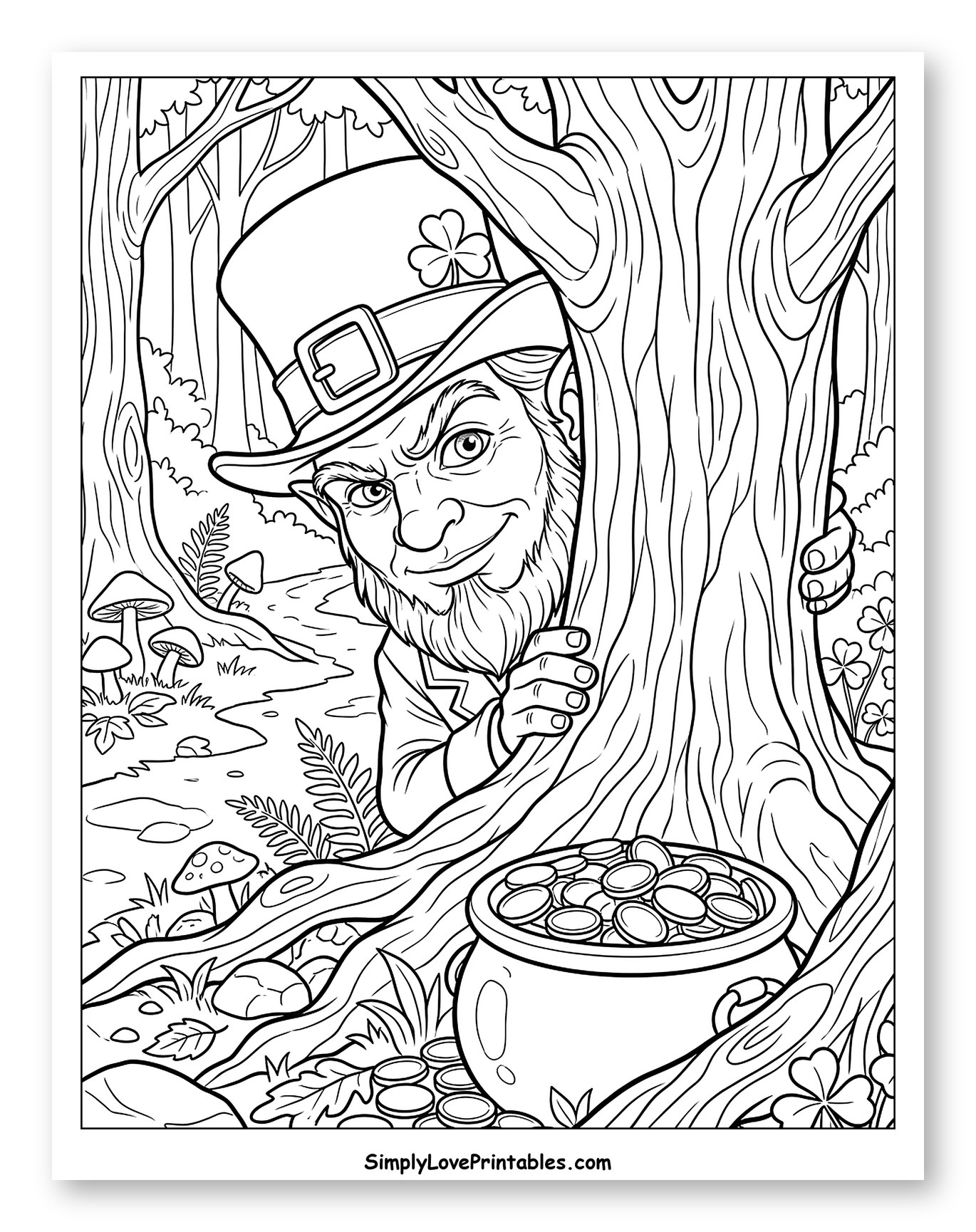 Mischievous Leprechaun Hiding by a Tree