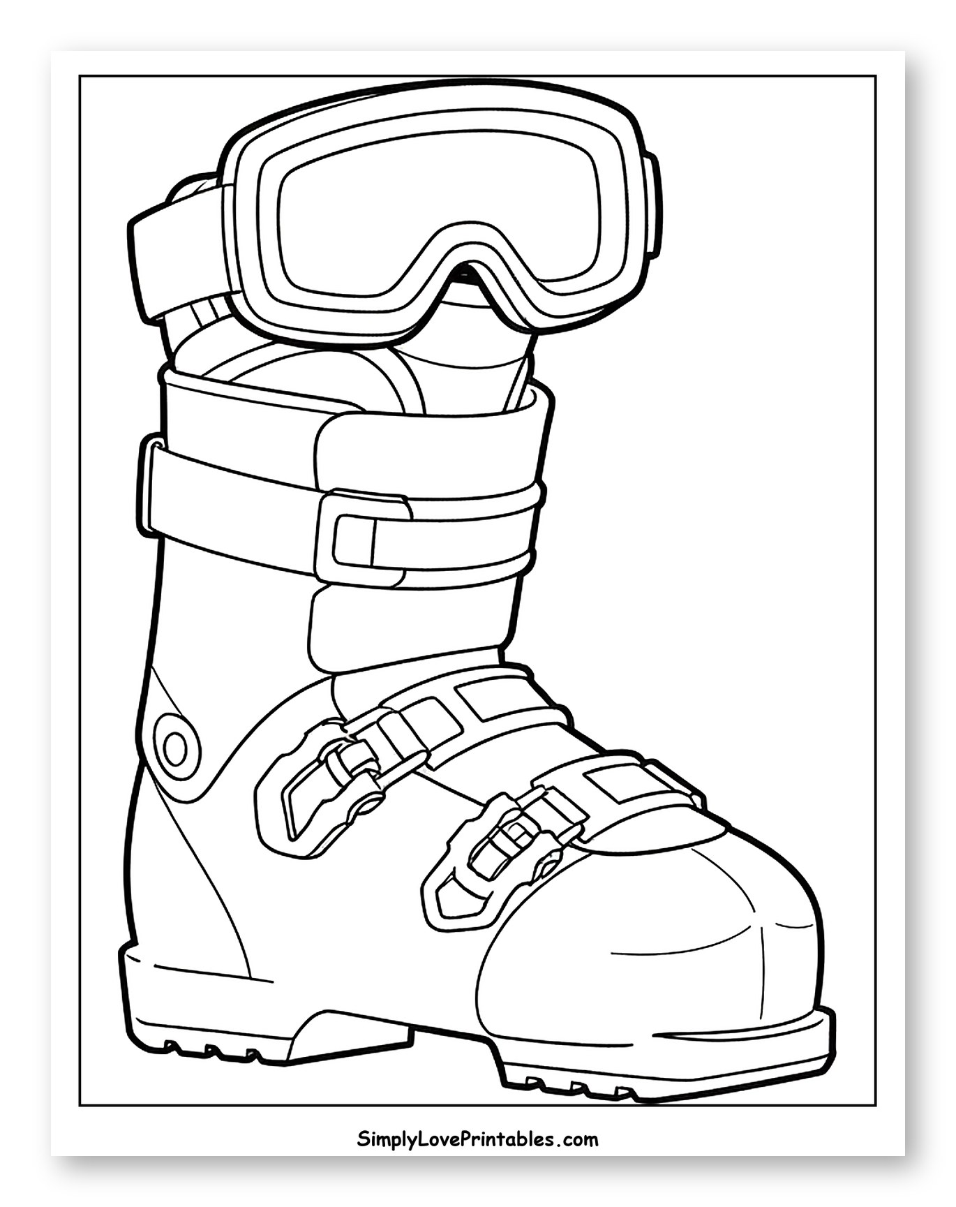 Modern Ski Boot and Goggles