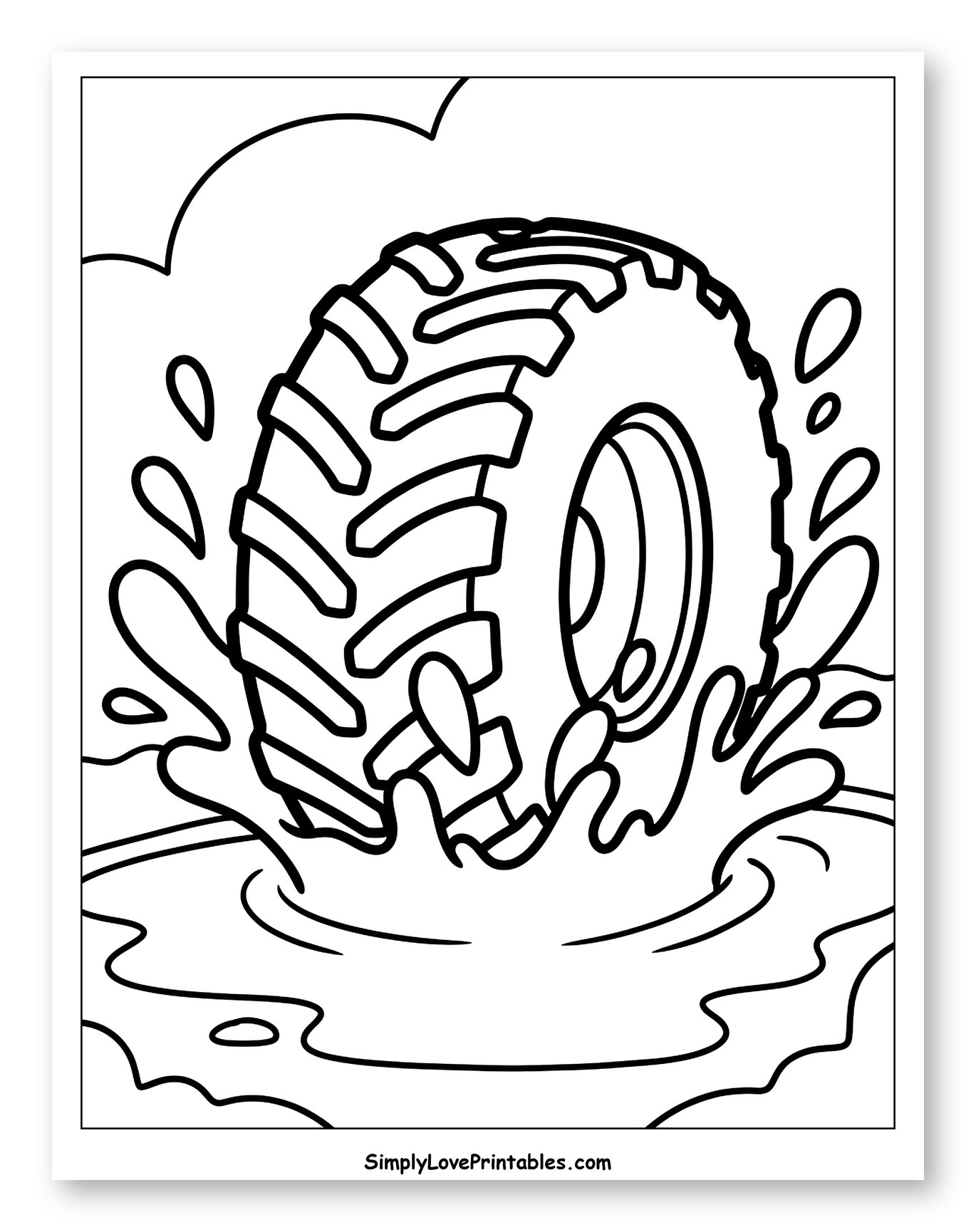 Monster Truck Tire Splashing Through Water