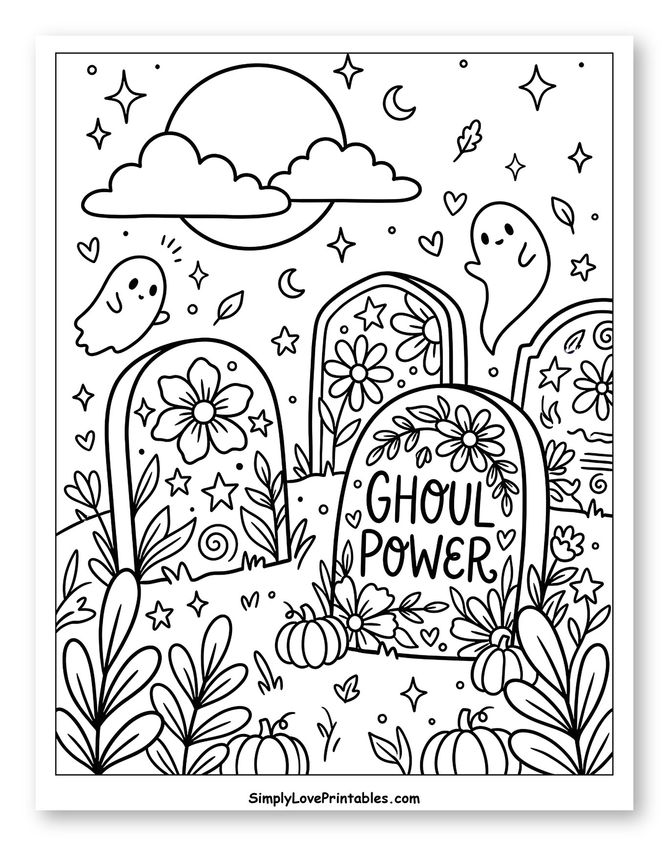 Moonlit Graveyard with Flowers and Ghoul Power