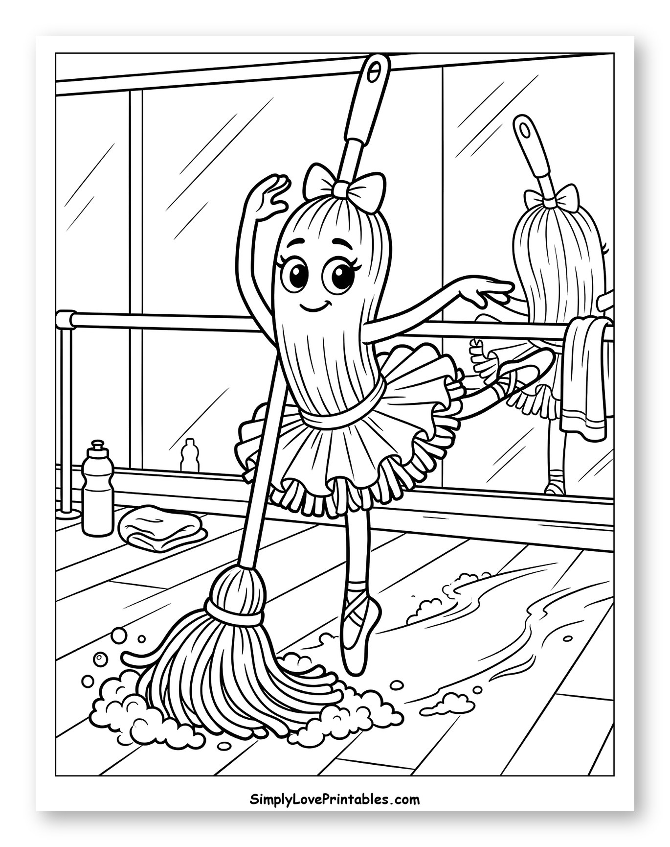 Mop Ballerina Practicing in a Dance Studio
