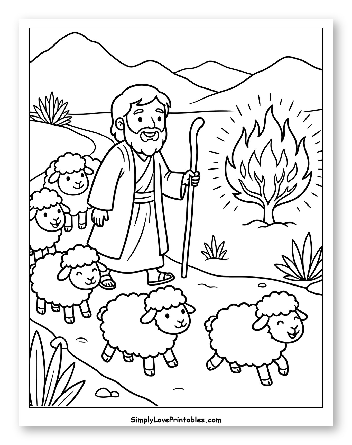 Moses and the Burning Bush with Sheep