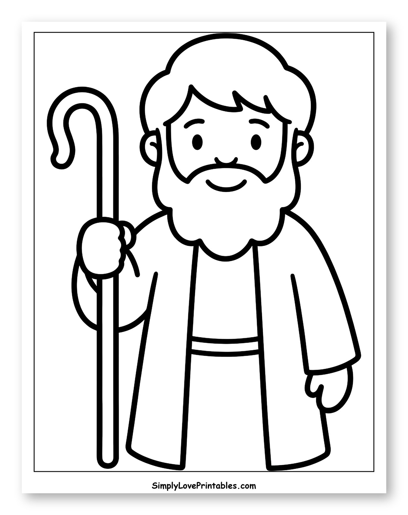 Moses Holding a Shepherd's Staff Coloring Sheet for Toddlers