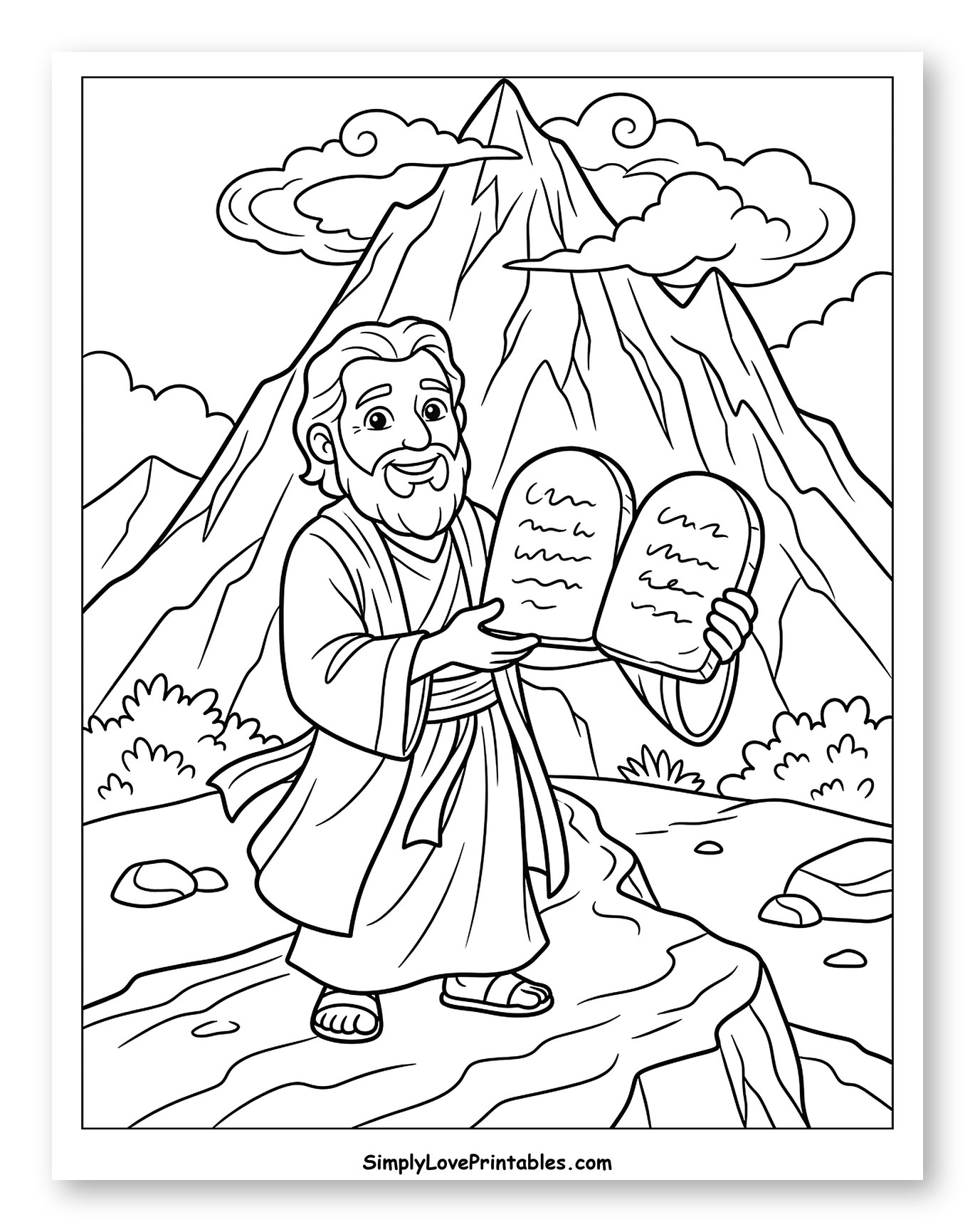 Moses Holding the Ten Commandments by Mountains