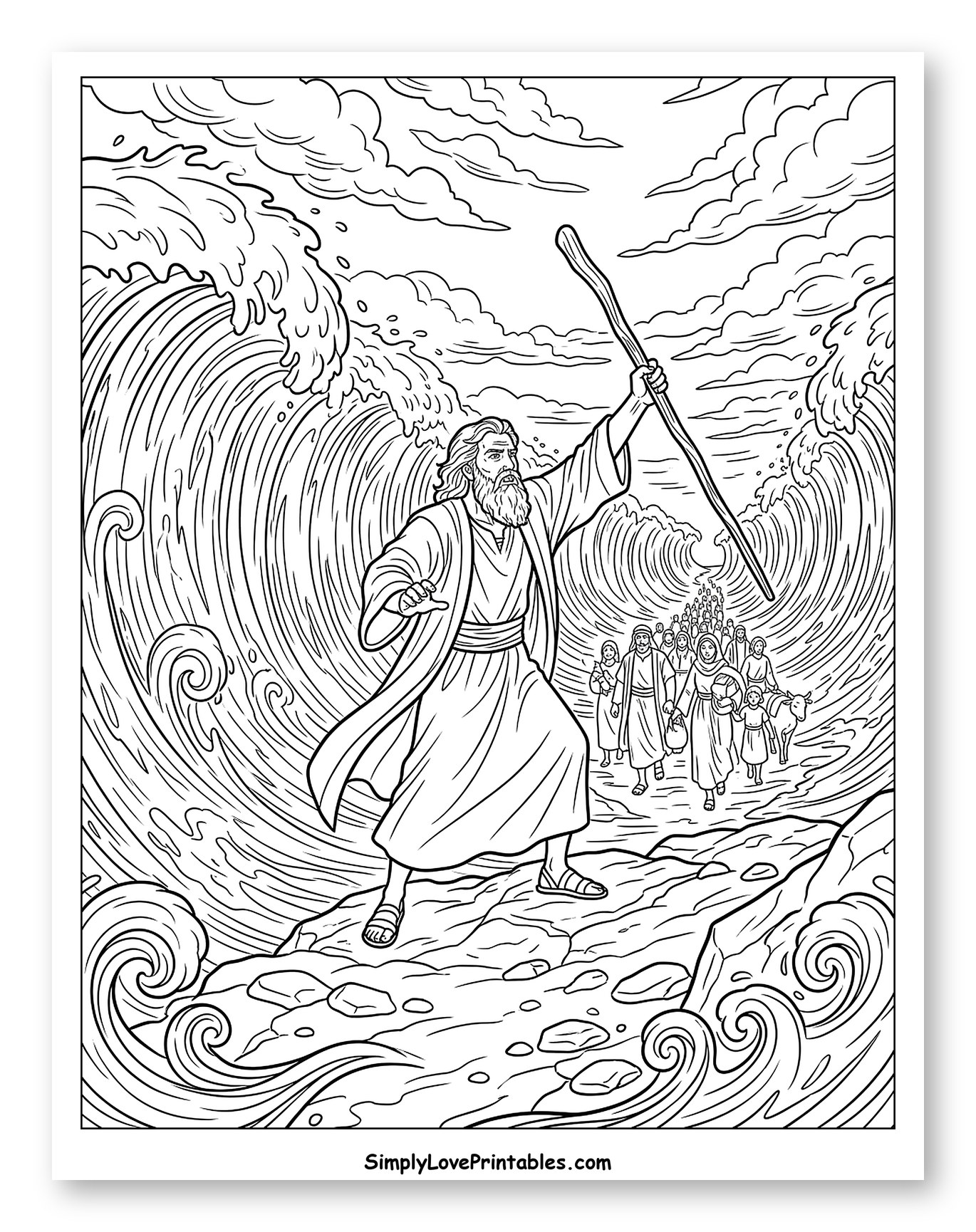 Moses Parting the Red Sea to Color