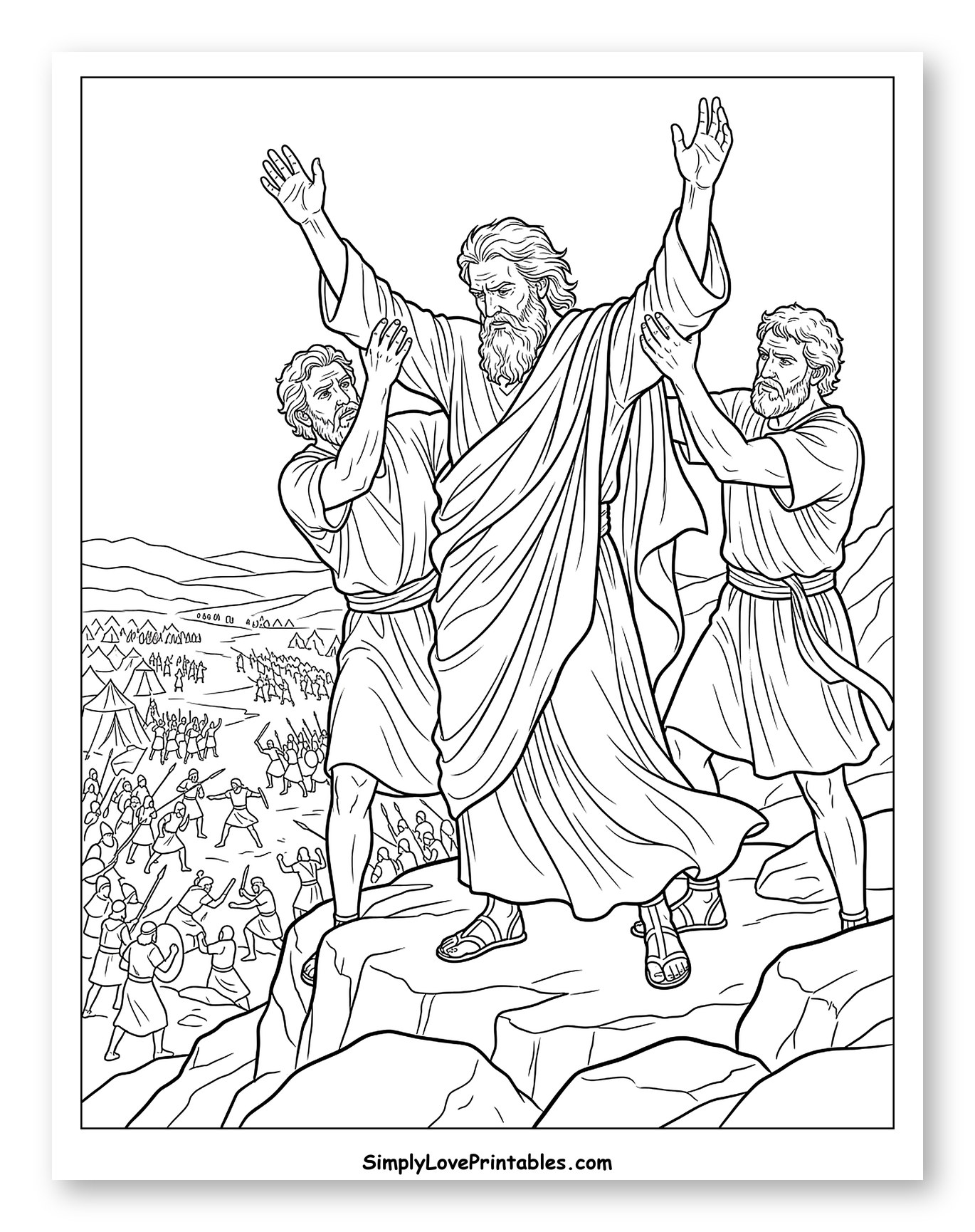 Moses Raising Arms Supported During Battle