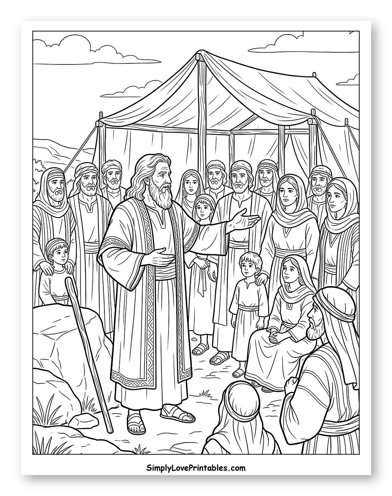 Moses Teaching a Crowd by a Tent