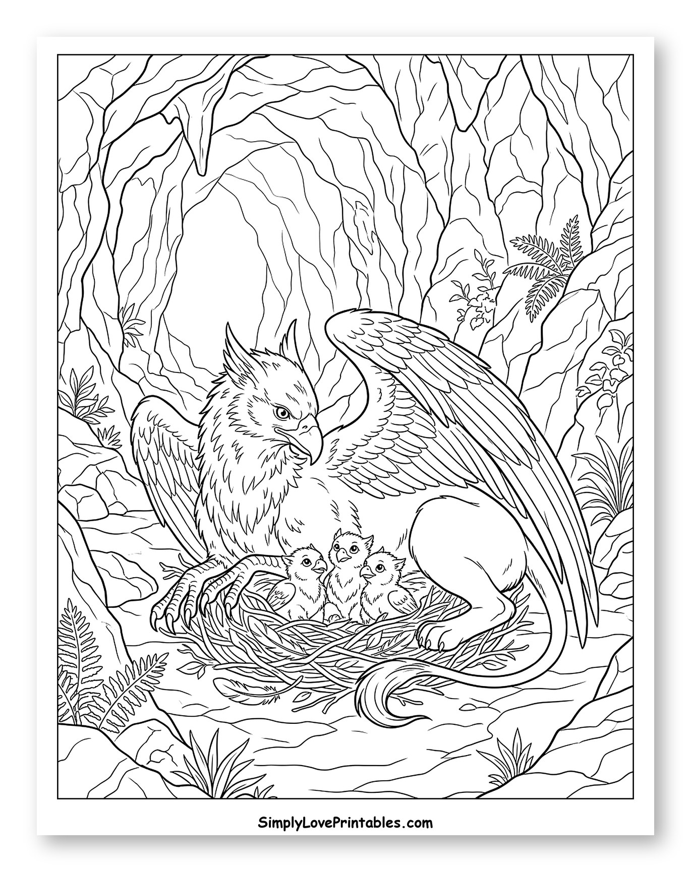 Mother Griffin with Her Three Chicks