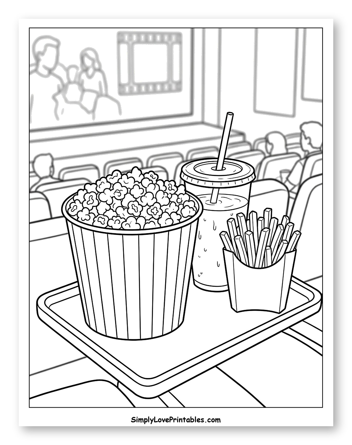 Movie Theater Snacks with Popcorn and Fries
