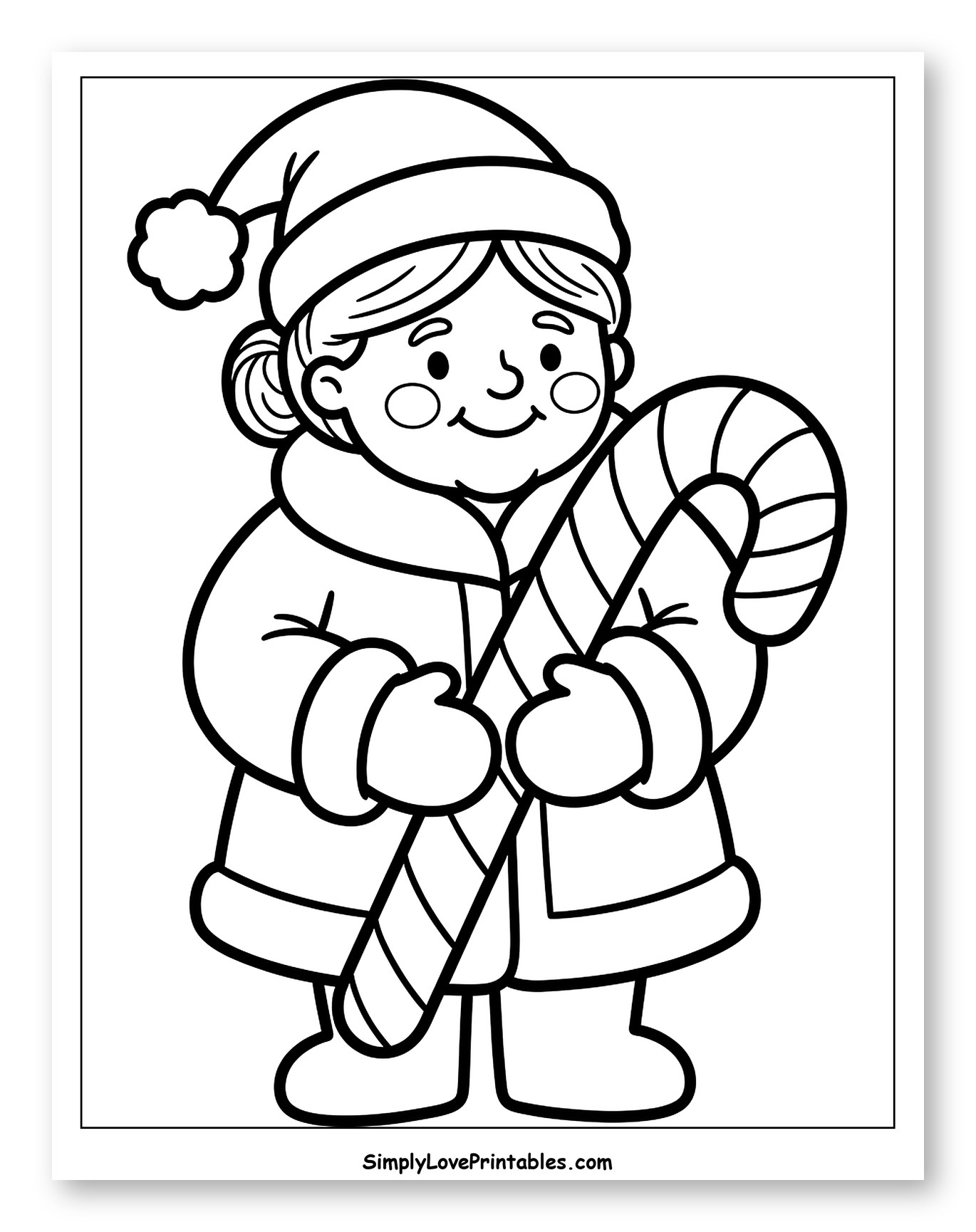 Mrs. Claus Holding a Giant Candy Cane