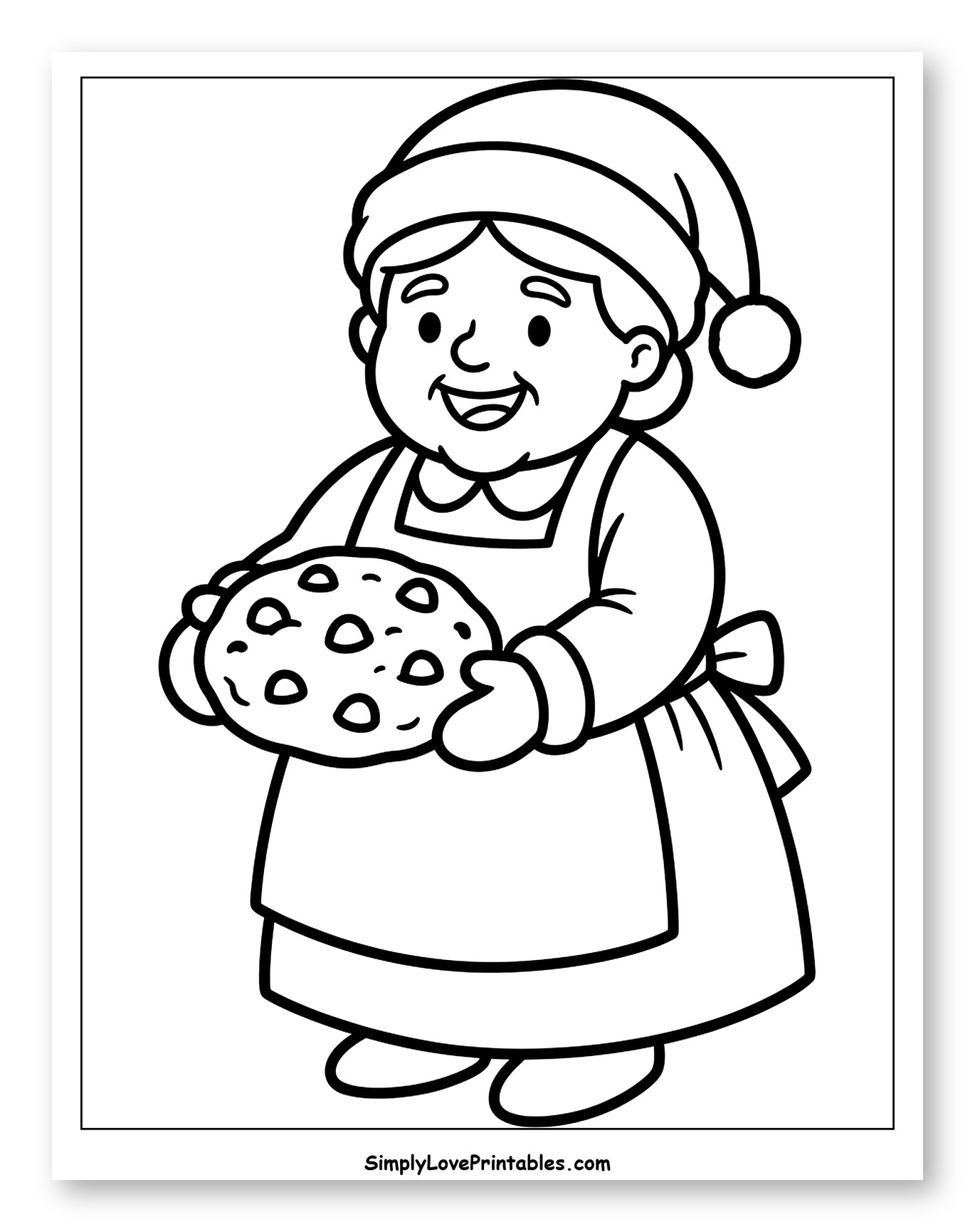 Mrs. Claus Holding a Giant Chocolate Chip Cookie